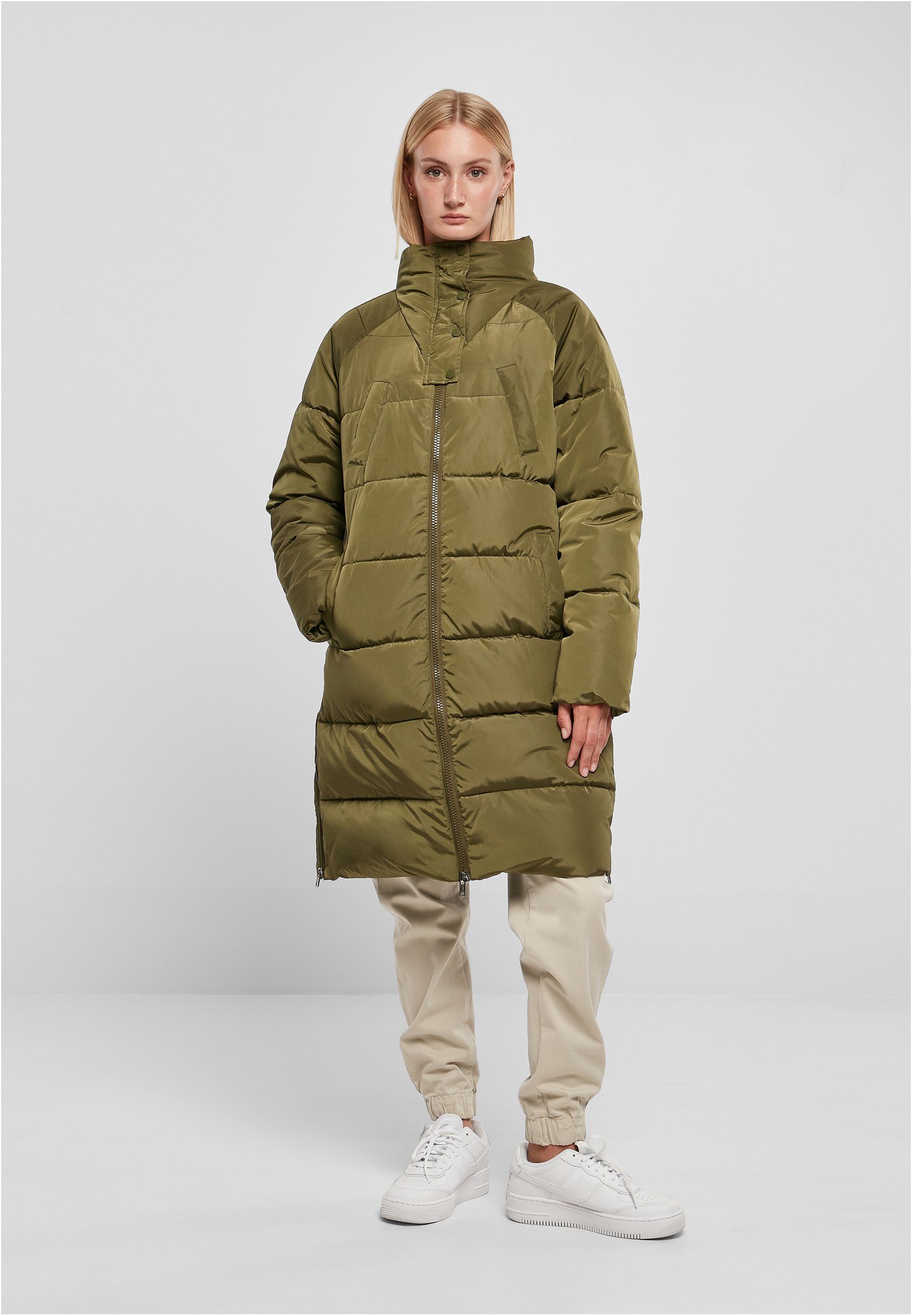 High Damen (1-St) Winterjacke URBAN Coat Ladies Puffer CLASSICS olive Neck