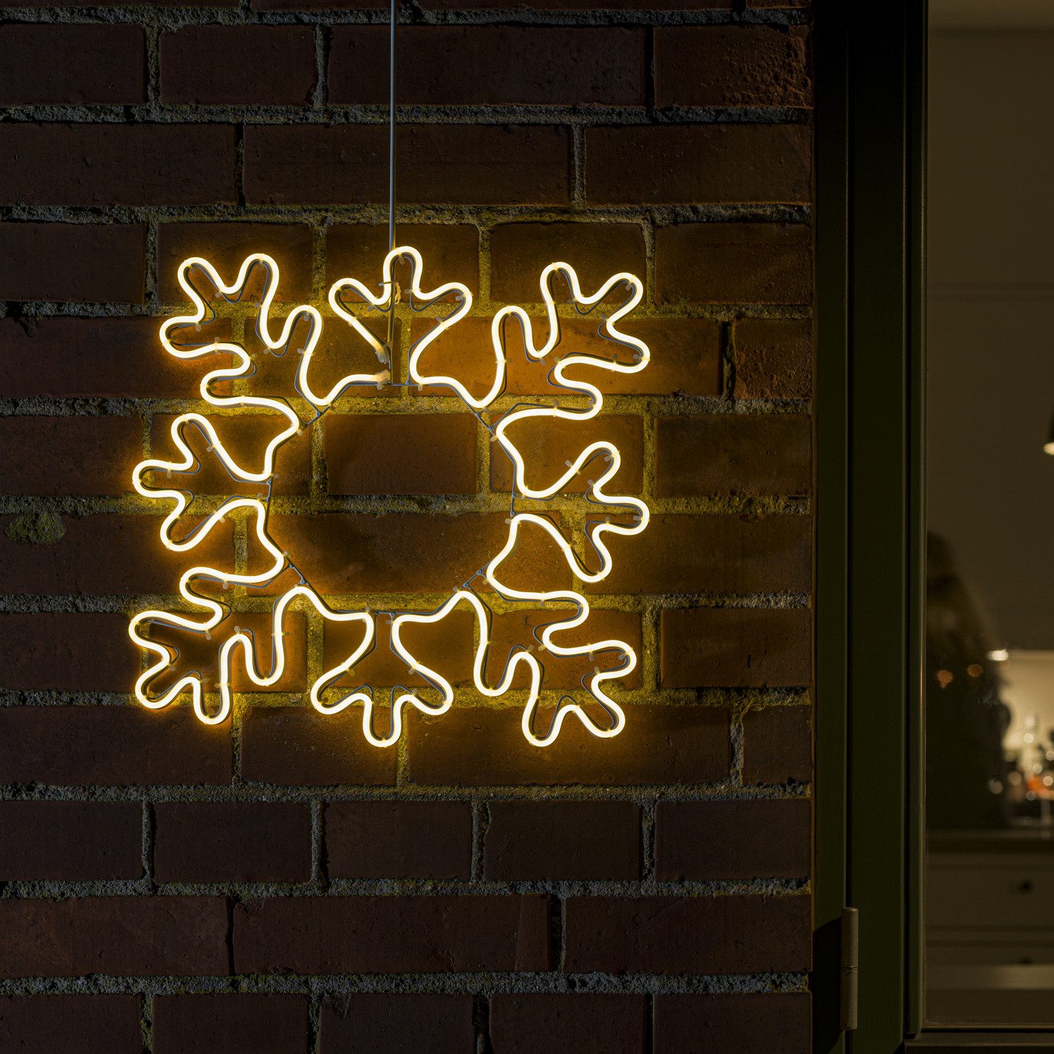 KONSTSMIDE LED Dekoobjekt LED Fensterbild Schneeflocke Fensterdeko Außen 384 warmweiße LED 47cm, LED Classic, warmweiß (2100K bis 3000K)