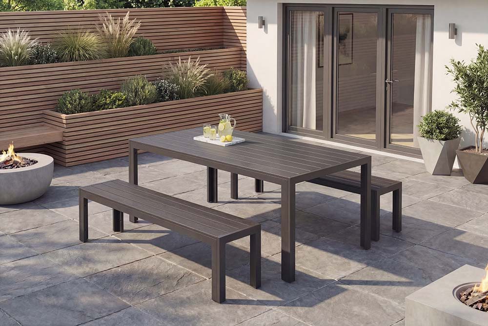 riess-ambiente Gartentisch DESIGNO 205cm anthrazit / schwarz (Einzelartikel, 1-St), wetterfest · Aluminium · Outdoor · Terrasse · bis 8 Personen · Design