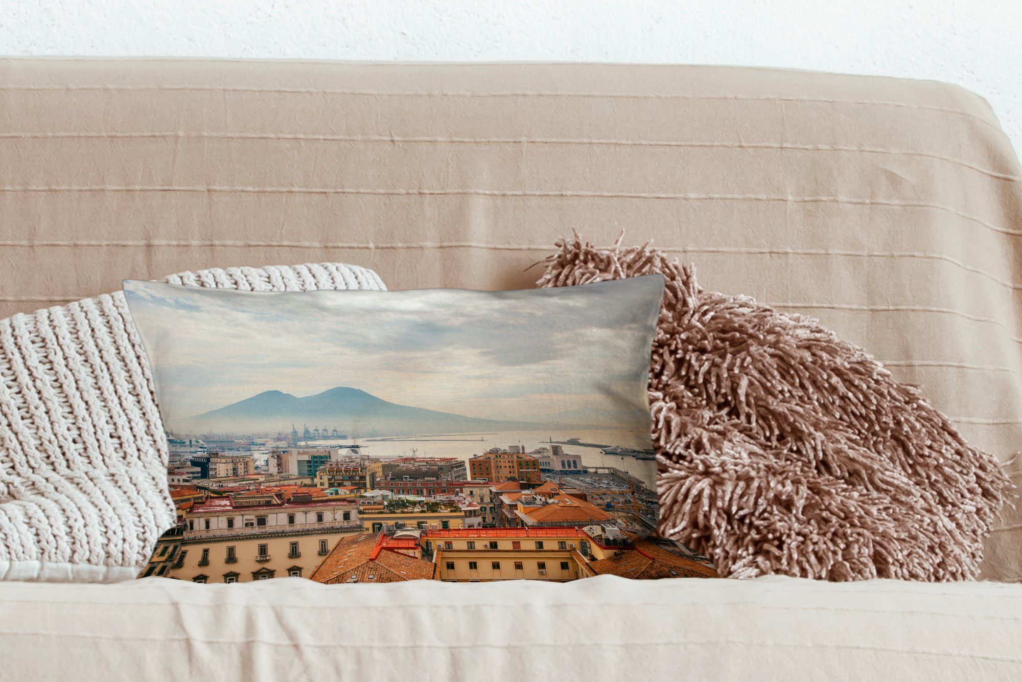 - Dekoration, Vulkan Schlafzimmer - Neapel, mit Italien - Wohzimmer Dekokissen Dekokissen Dach Füllung, MuchoWow Zierkissen,