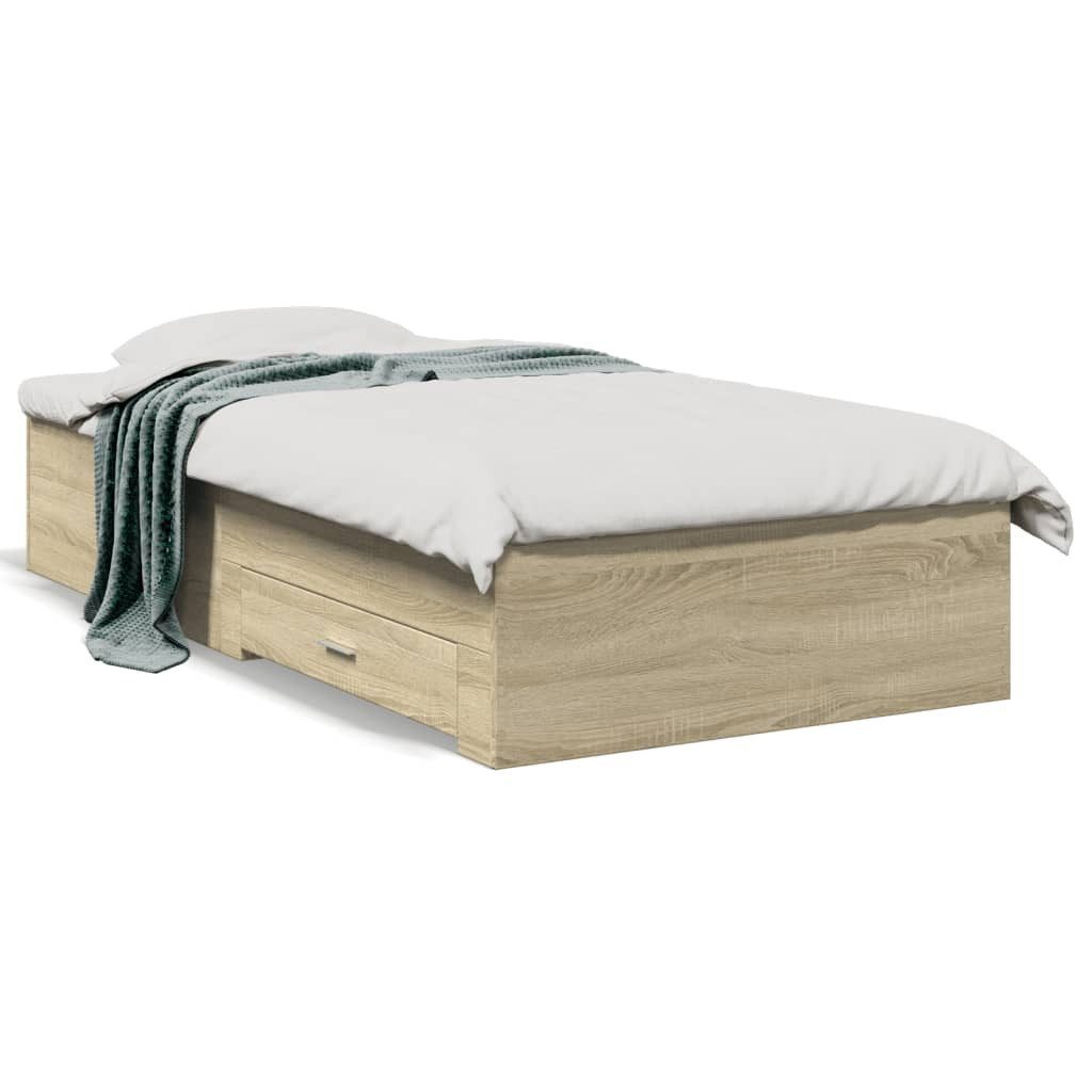 vidaXL Bett Bettgestell mit Schubladen Sonoma-Eiche 100x200cm Holzwerkstoff