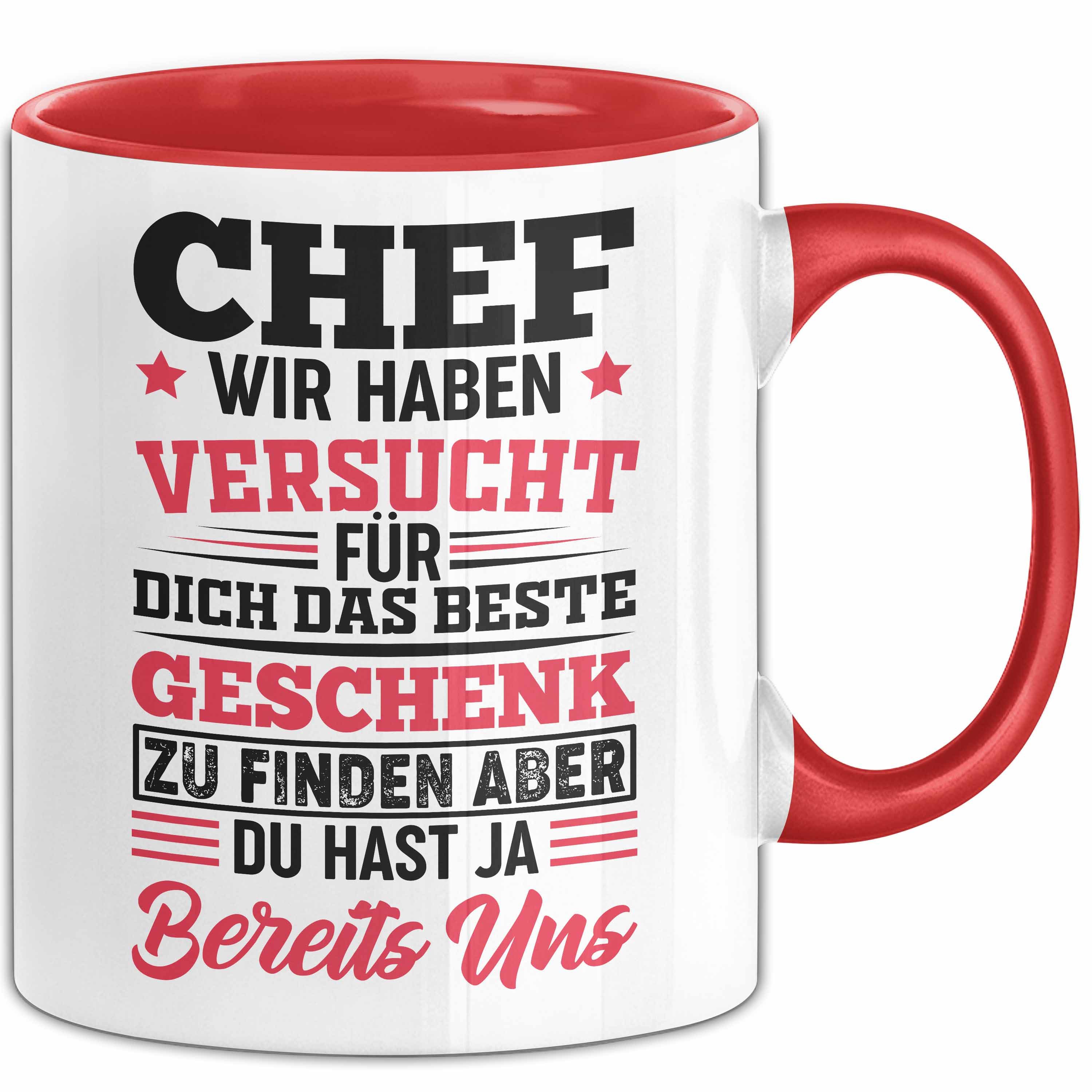Trendation Tasse Chef Geschenk Lustig Tasse für Chef vom Team Wir Haben Versucht Das Be