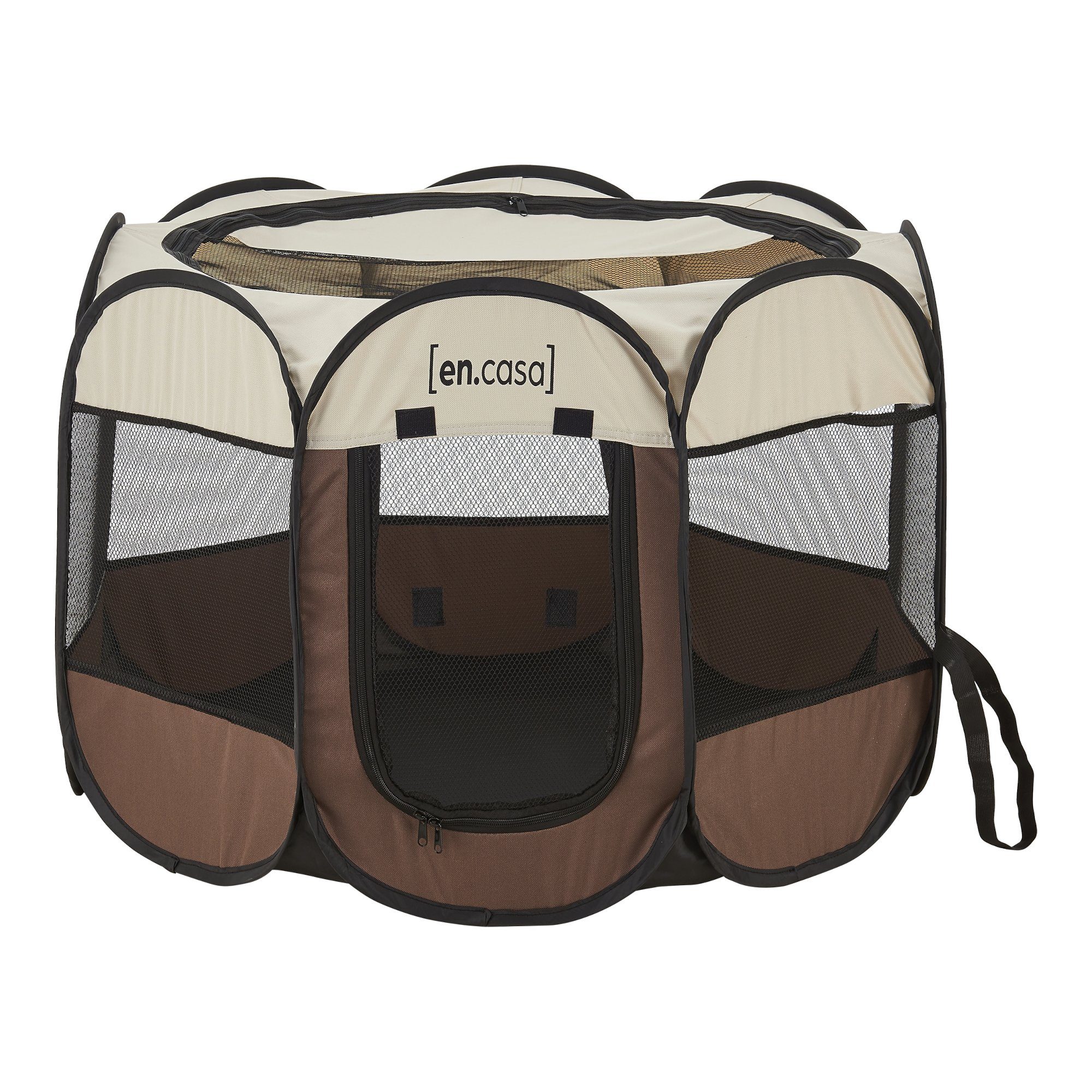 en.casa Tierhaus, »Telford« Pop Up Hundehütte Braun/Cremefarben 43 x 74 x 74 cm