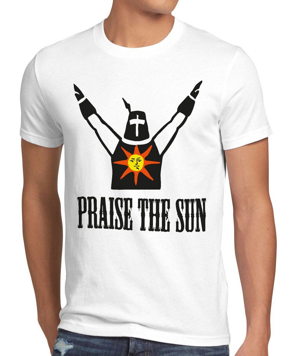 Print-Shirt Sonnen style3 Solaire T-Shirt Sun Sunbro Gwyn Dark Praise weiß Ritter Bro Herren Souls the