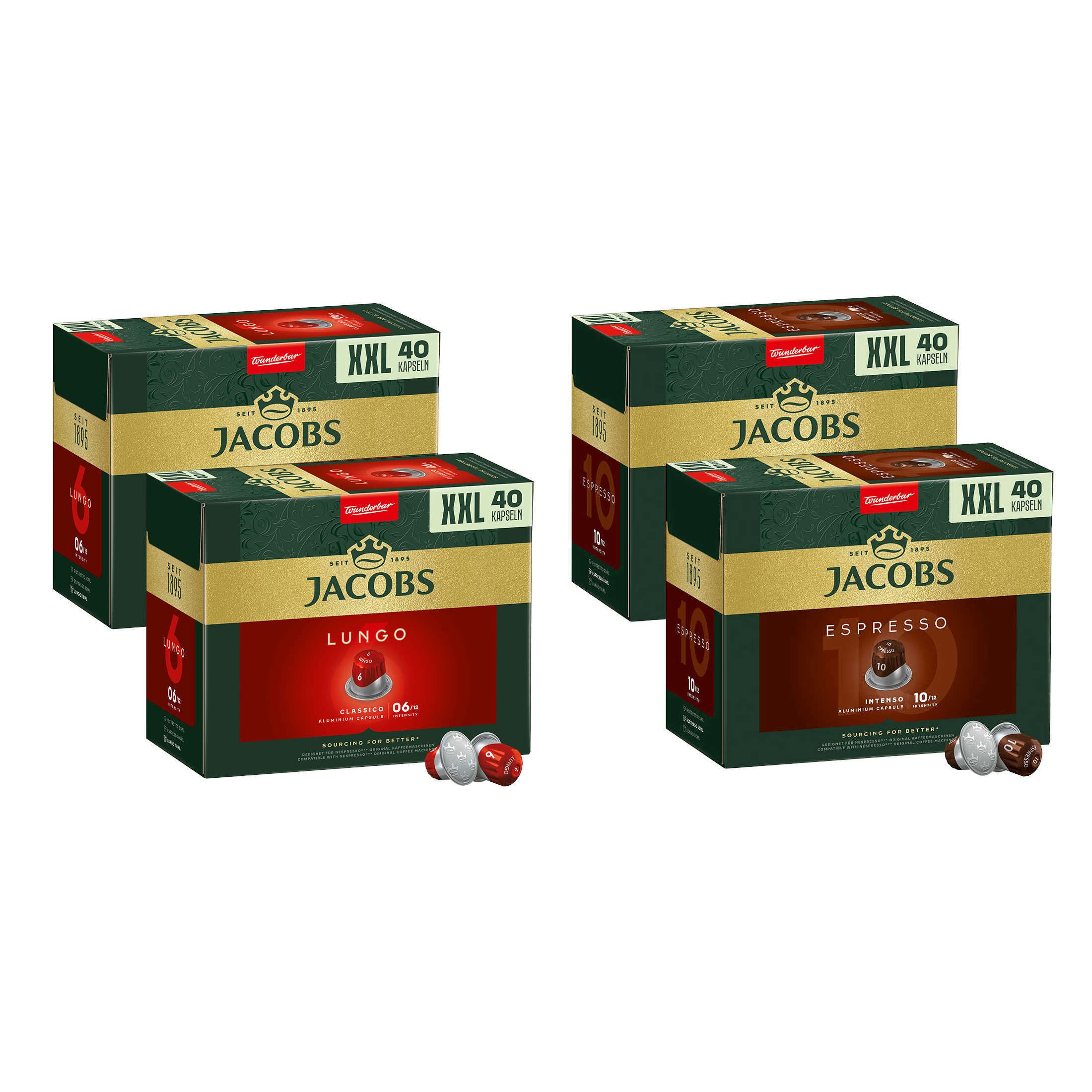 Kaffee Lungo 6 + Espresso 10 Nespresso®* kompatibel 160 Kapseln XXL-Pack