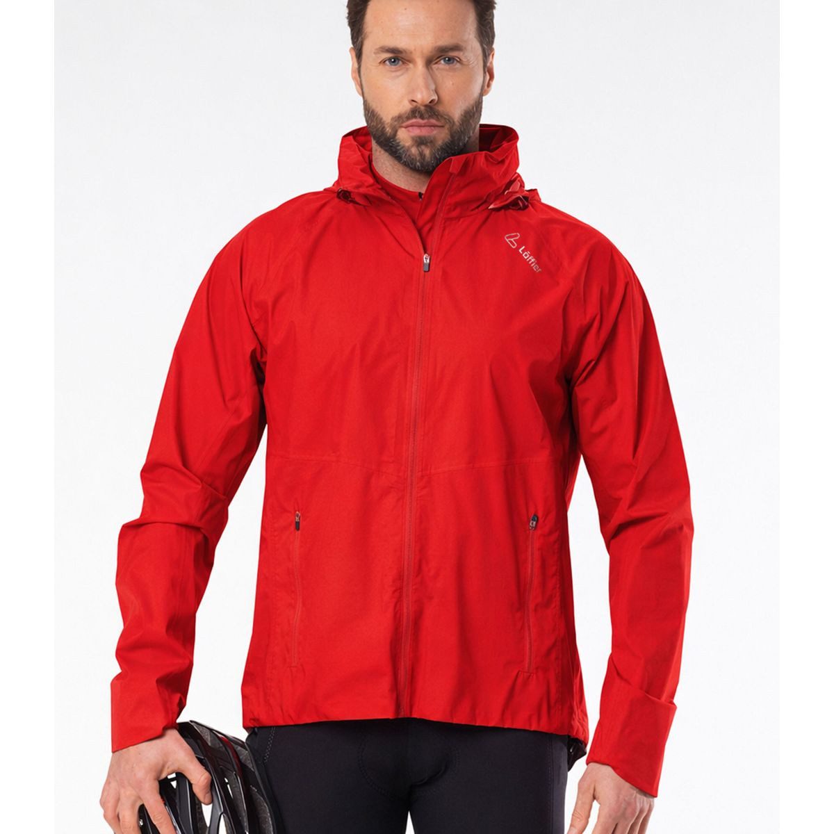 Löffler Fahrradjacke Men Jacket With Hood CF WPM Pocket Leichte, atmungsaktive Herrenjacke mit wind- und wasserdichtem