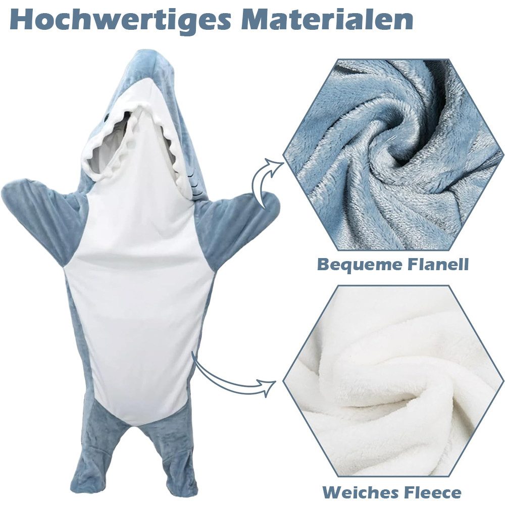 Wohndecke Hai Decke Mit Ärmeln, Superweichem Flanell Decken Hoodie Hai Over günstig online kaufen