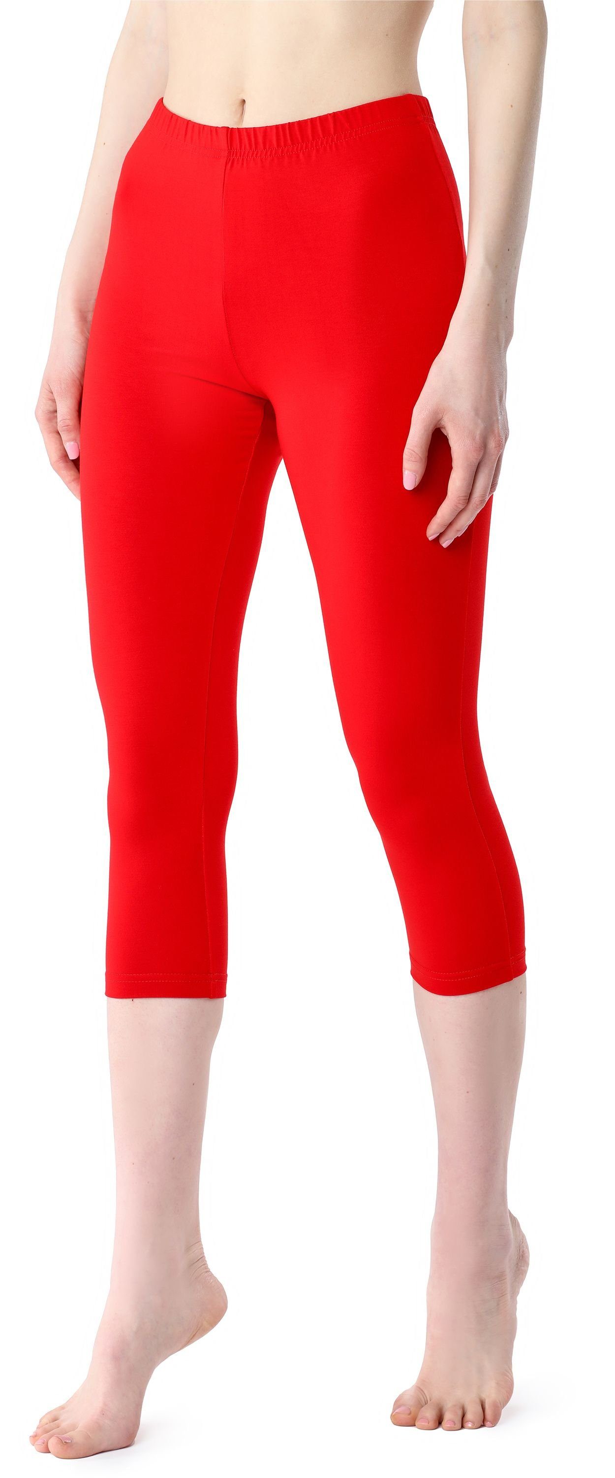 Leggings (1-tlg) Rot aus BLV50-204 Bund Viskose Bellivalini 3/4 Leggings elastischer Damen