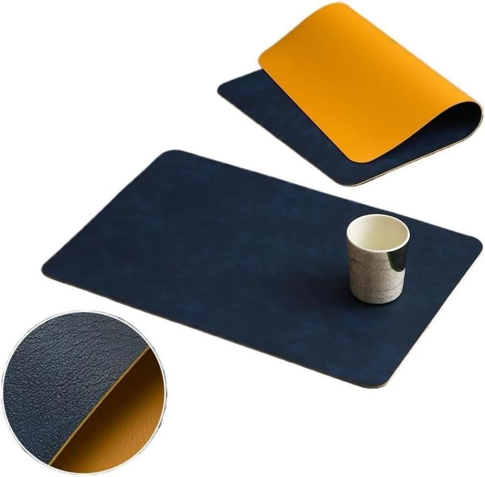AURIVION Platzset 6er Tischsets aus Leder, hitze- & wasserfest, rutschfest, viele Farben, (Set, 6-St., Set-Inhalt: 6 Stück Platzsets.Größe: Je 44,5 x 30 cm), Wasser- & hitzebeständig – Schutz vor Flecken, Hitze und Feuchtigkeit.