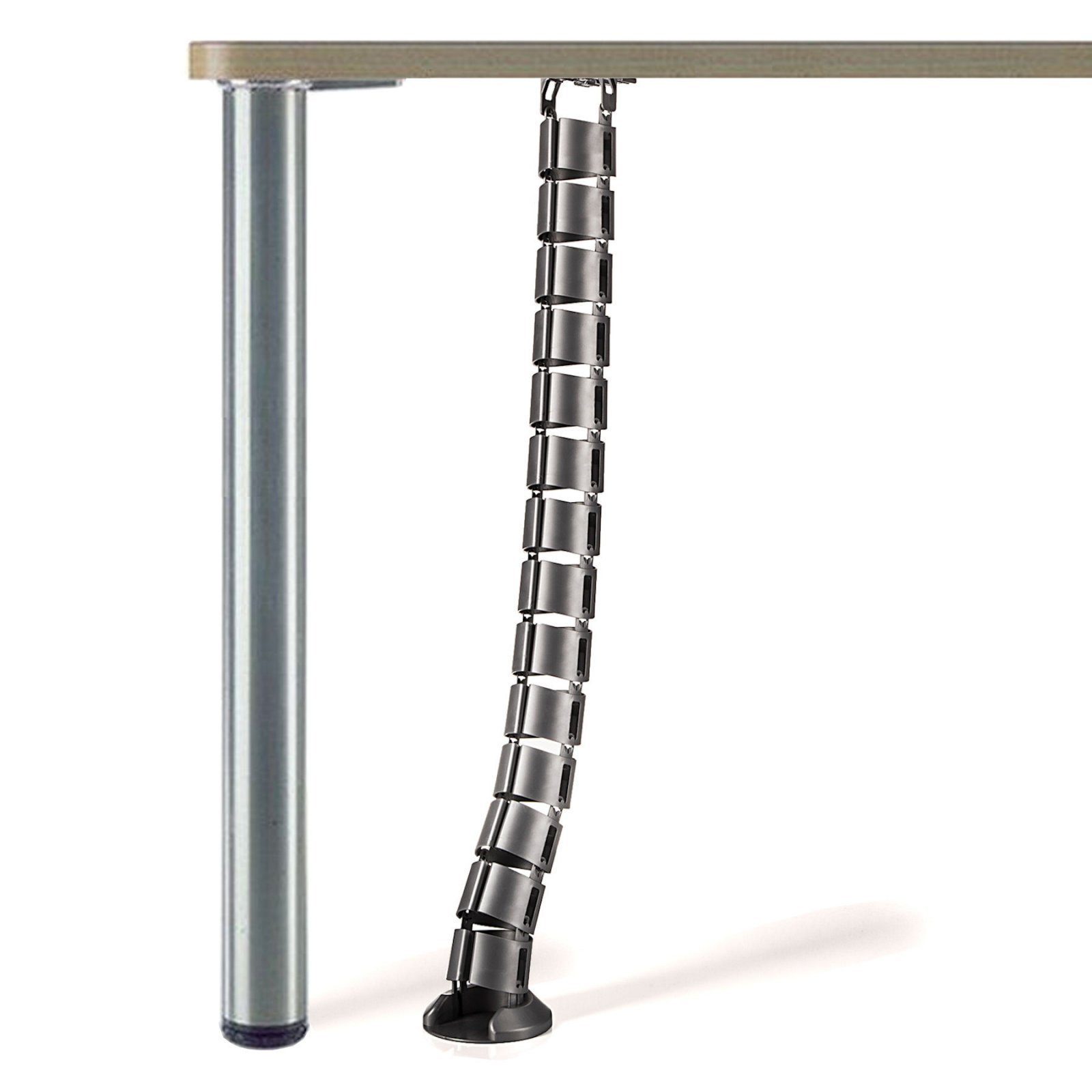SO-TECH® Kabelkanal Schreibtisch Kabelkanal Kabelführung Kabeldurchlass, Länge: 780 mm rund Ø 62 mm silbergrau