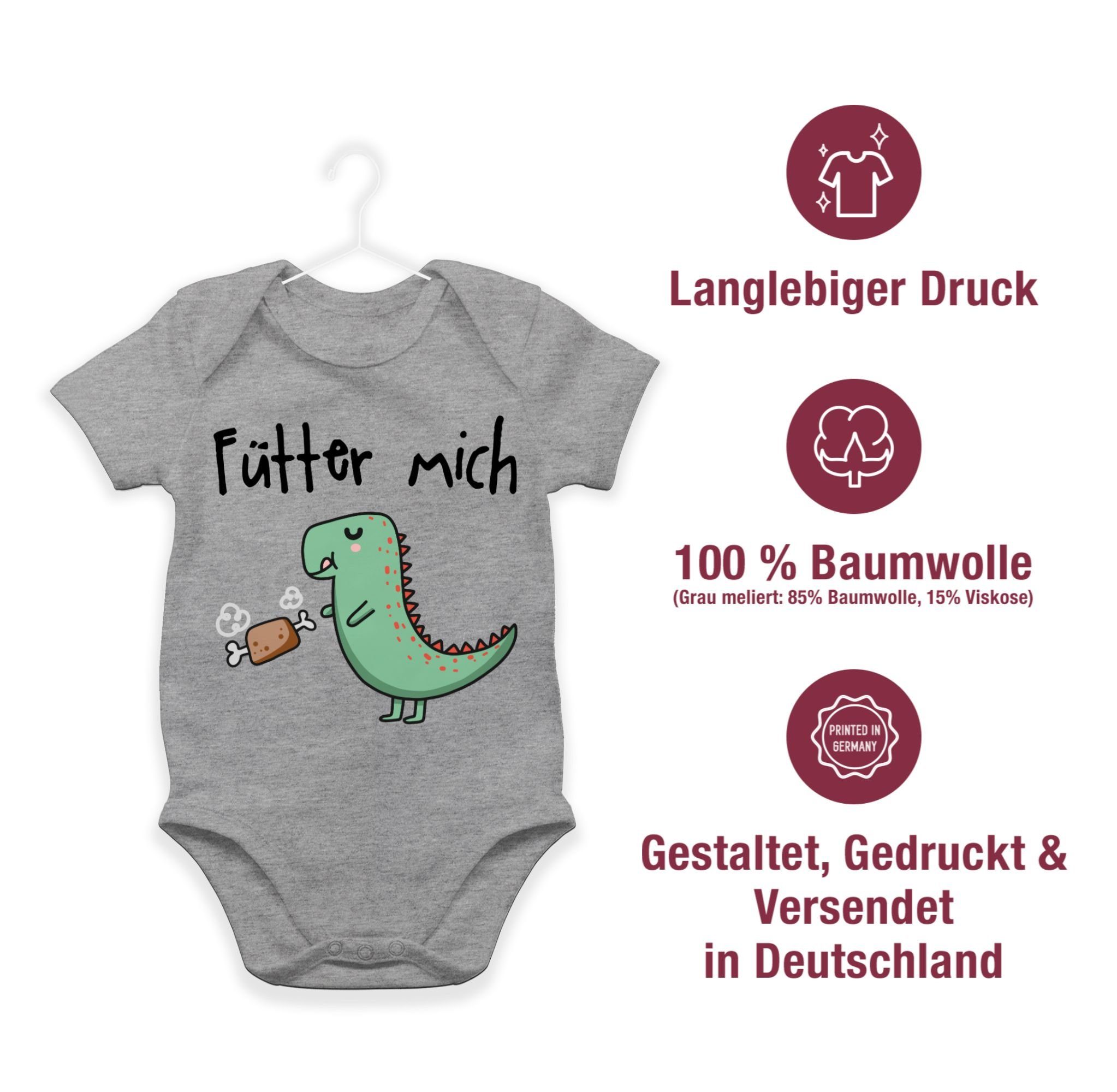 Strampler Fütter mich Shirtracer meliert 1 Mädchen Junge Baby Shirtbody & Grau