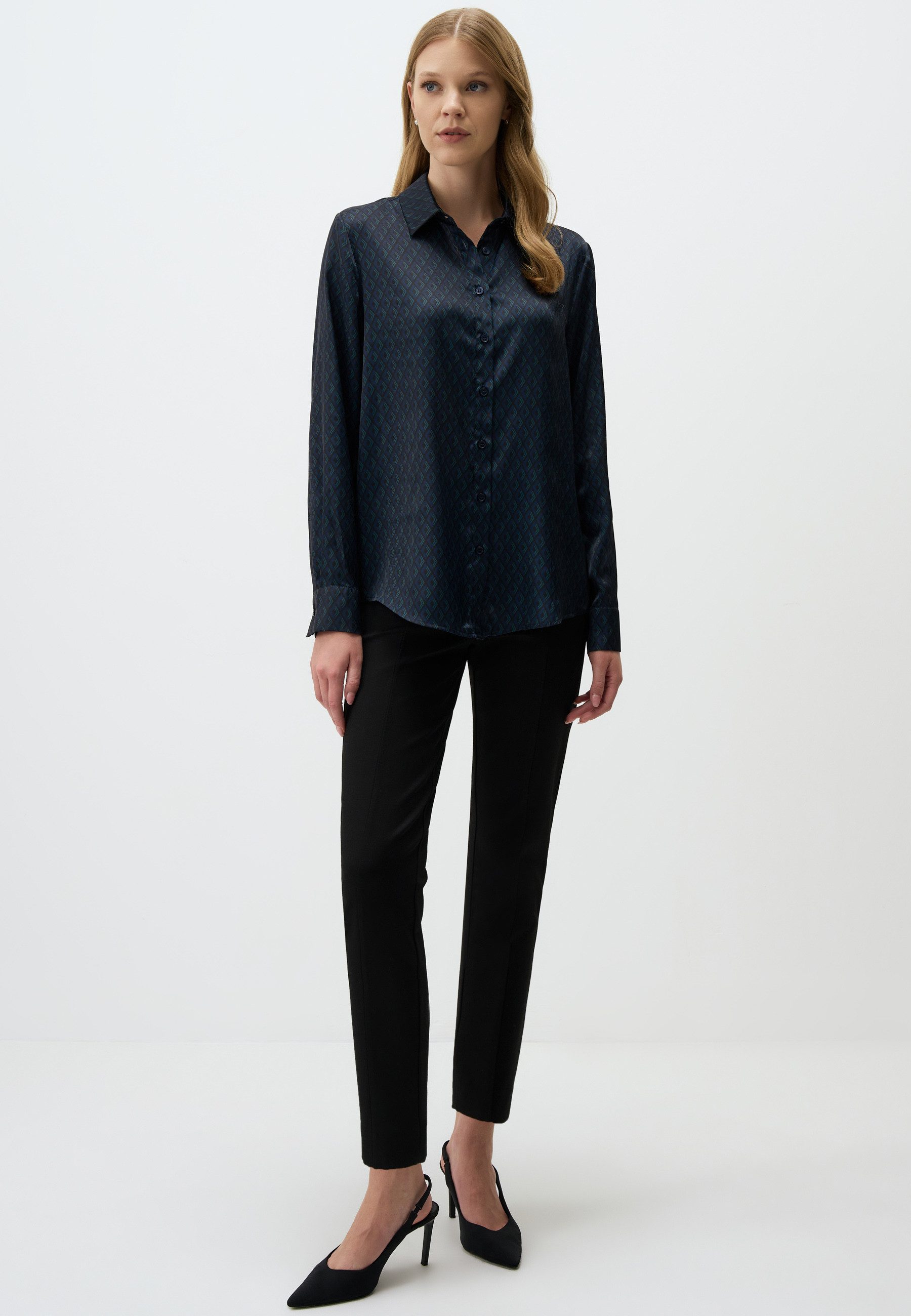 Jimmy Key Satinbluse Langärmliges Gemustertes Satinhemd günstig online kaufen