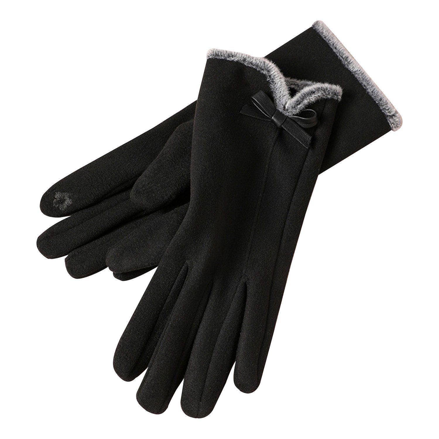 MAGICSHE Fleecehandschuhe Damen Winter Warme Touchscreen Handschuhe Schwarz