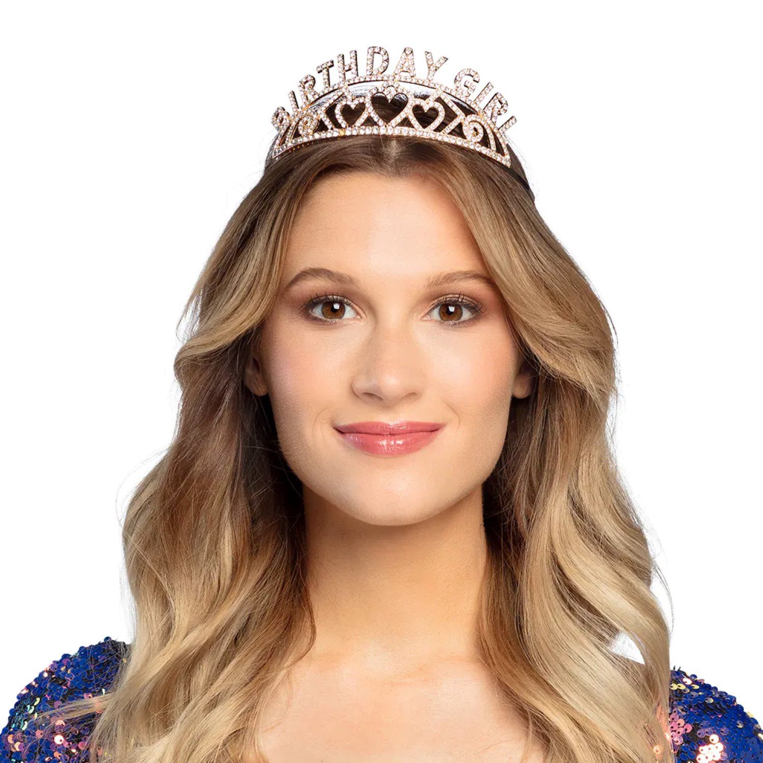 Boland Kostüm Krone 'Birthday Girl', Tiara Roségold