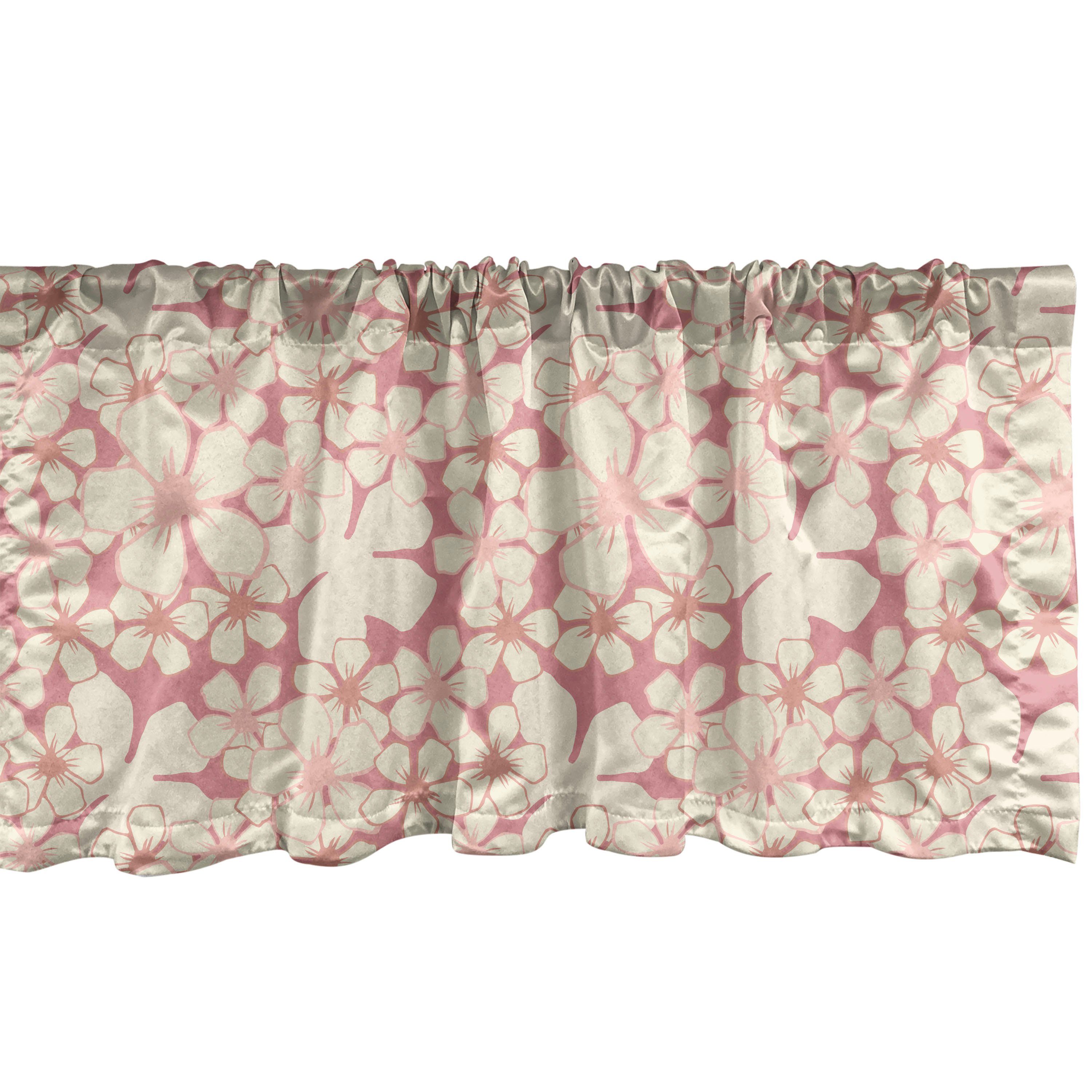 Volant Vorhang Sakura für Küche Scheibengardine Kirschblüte Abakuhaus, mit hitoe Stangentasche, Microfaser, Schlafzimmer Dekor