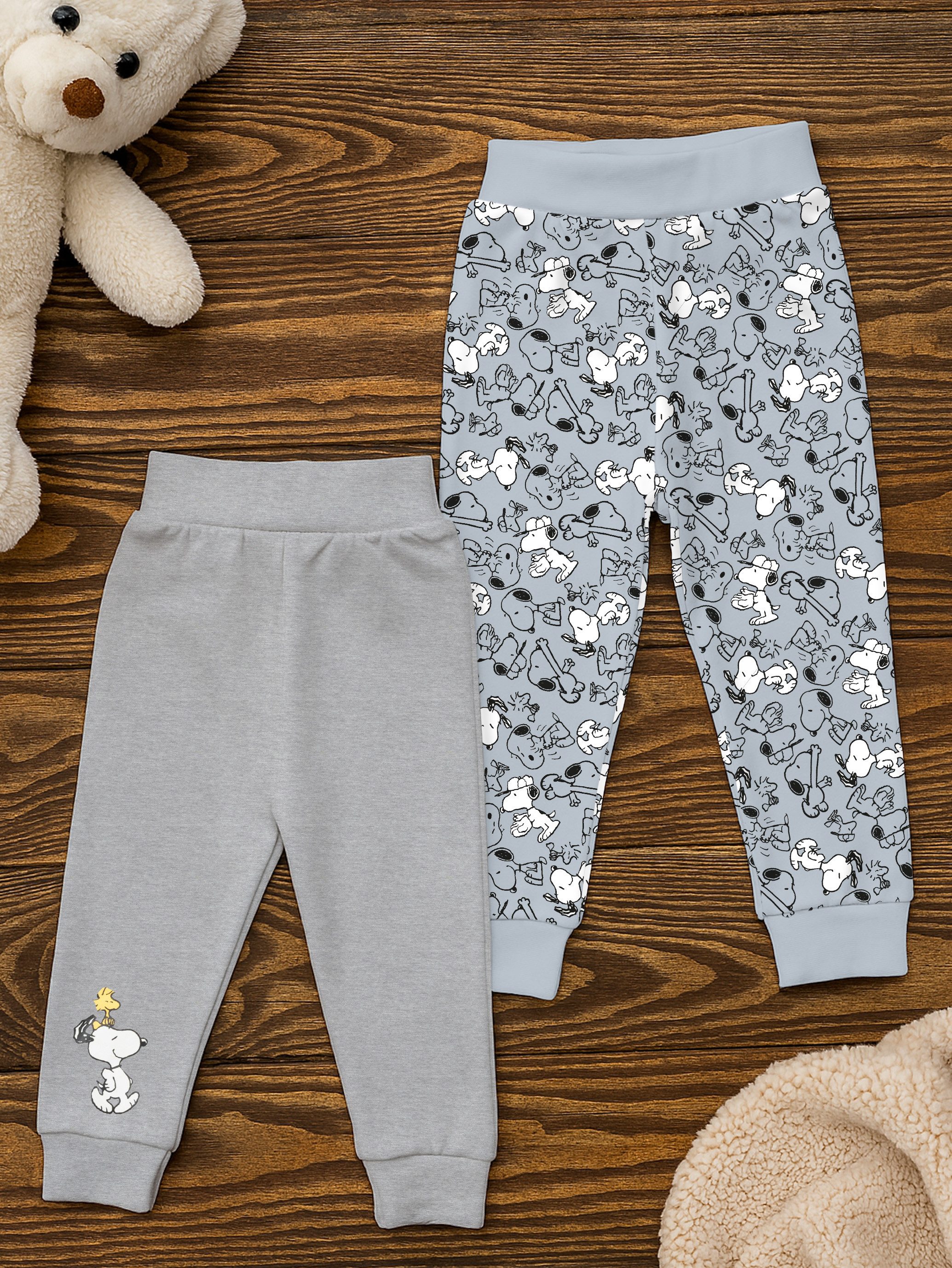 United Labels® Stoffhose Peanuts Snoopy Baby Jogginghose Sweathose Hose Babyhose 2er Pack