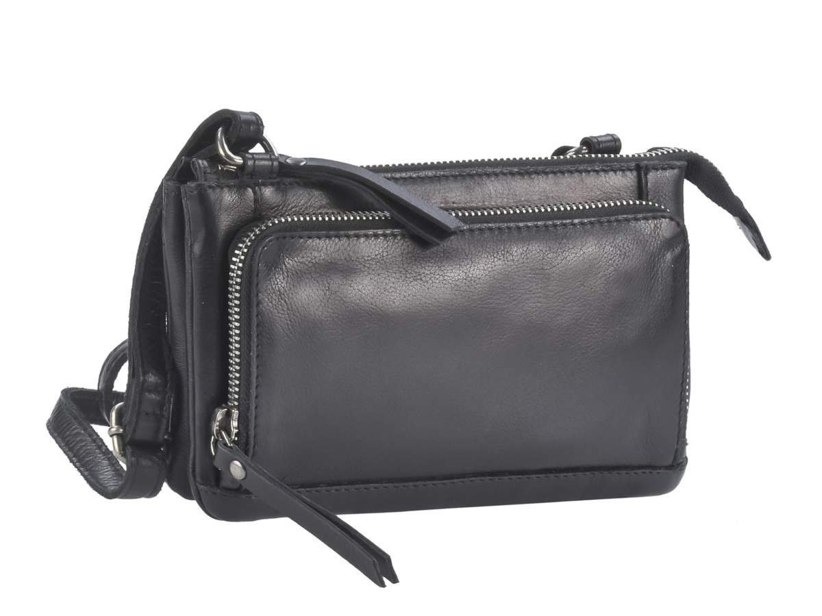 Schultertasche Soft black Greenburry Umhängetasche Vorfach Handy Washed, 20x13cm, 16x8cm für mit großem