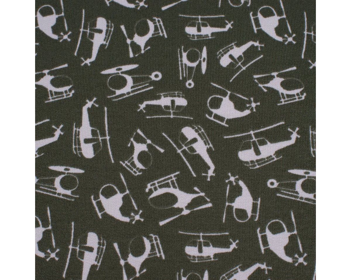 Thumbnail - SCHÖNER LEBEN. Stoff French Terry Sommersweat Hubschrauber khaki beige 1,50m