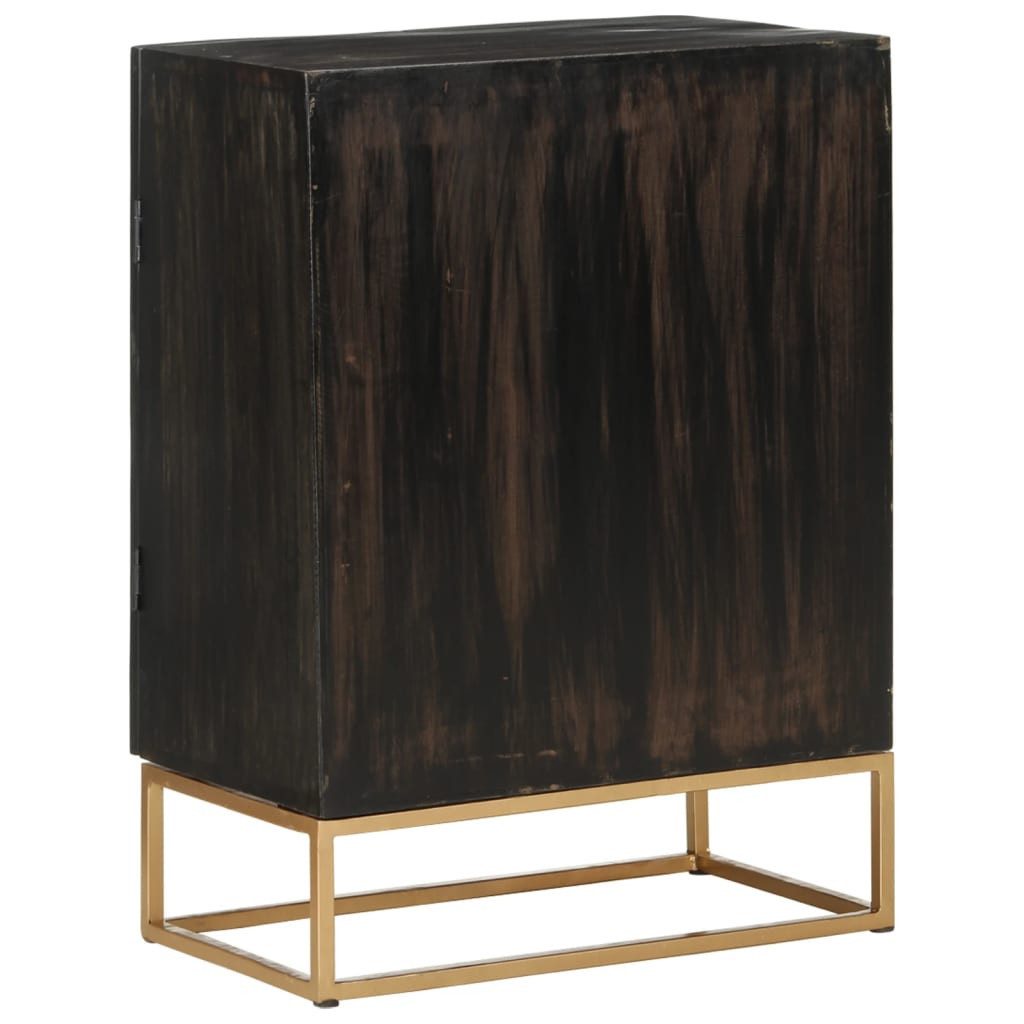 vidaXL Schuhschrank Sideboard Schwarz 55x34x75 cm Massivholz und Eisen (1-St)