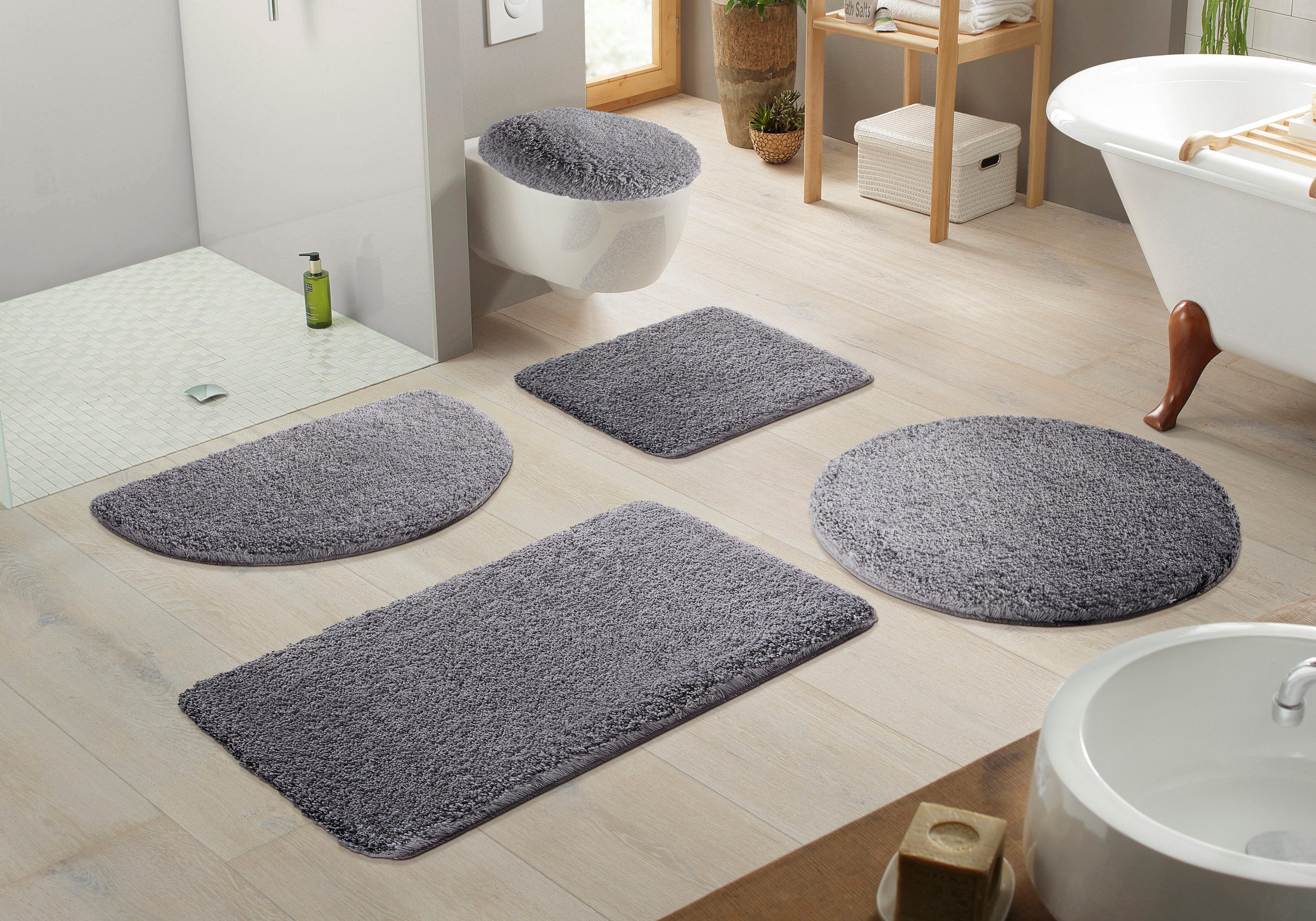 Kleine Wolke Badematte Mellow, Höhe 40 mm, rutschhemmend beschichtet, fußbodenheizungsgeeignet, schnell trocknend, Polyester, rechteckig, Badteppich, Uni-Farben, weich, rechteckig & rund erhältlich