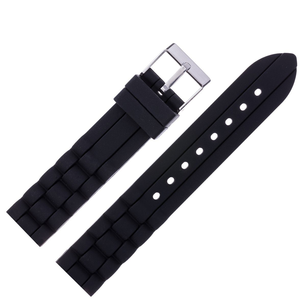 MARBURGER Uhrenarmband 18mm Kunststoff Silikon Schwarz – Bild 5 von 5