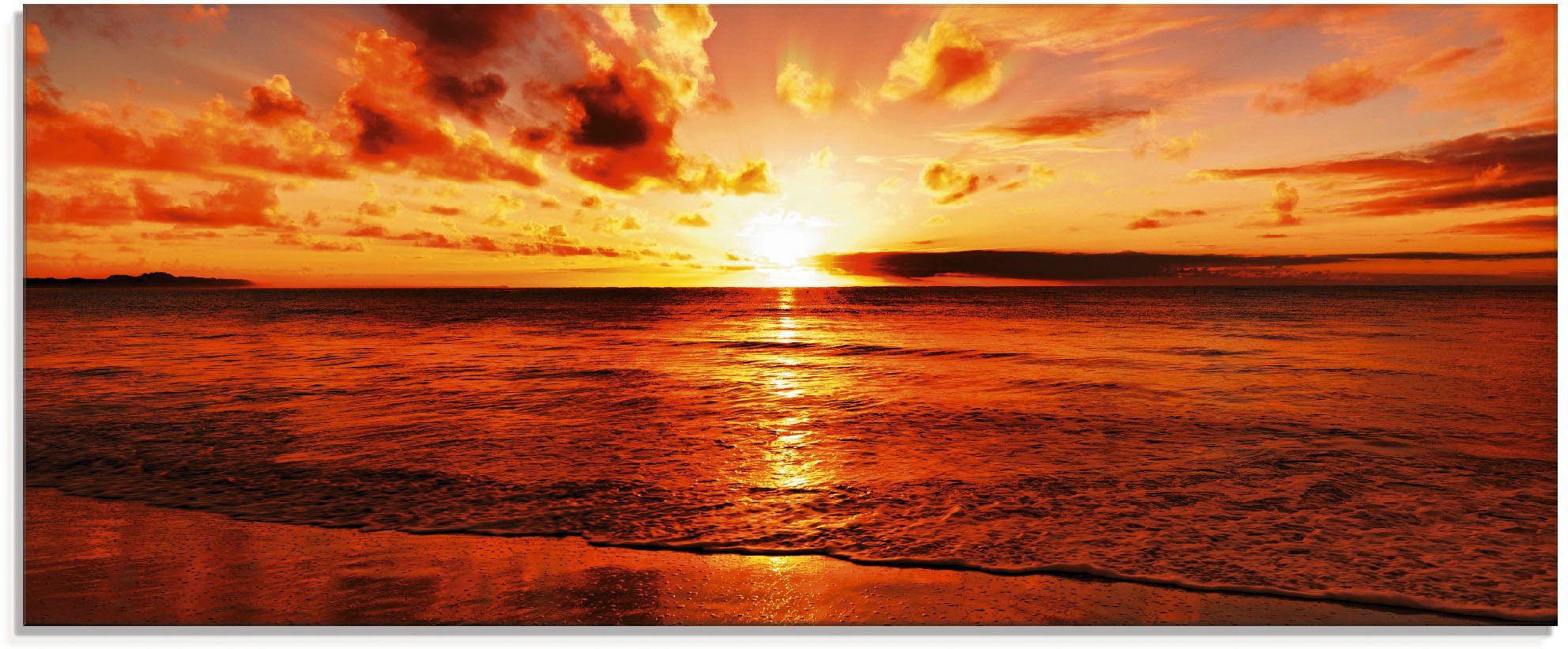 Glasbild Schöner Sonnenuntergang Strand