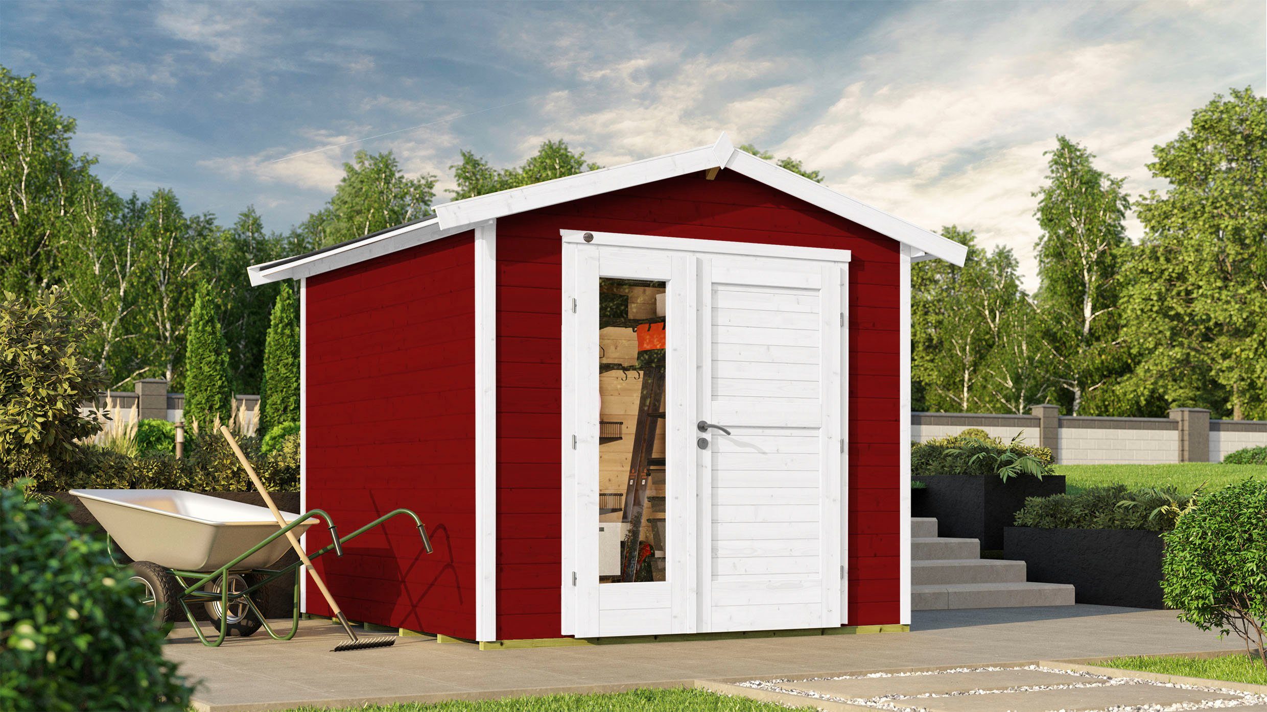 weka Gartenhaus 224 A, BxT: 280x263 cm, Außen in Wetterschutzfarbe  schwedenrot lasiert | Gartenhäuser