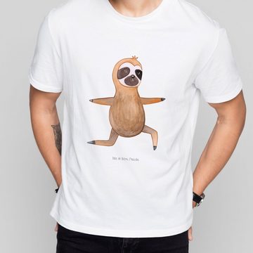 Mr. & Mrs. Panda T-Shirt Faultier Yoga - Weiß - Geschenk, Krieger, Shirt, Tshirt, Atmung, Män (1-tlg)