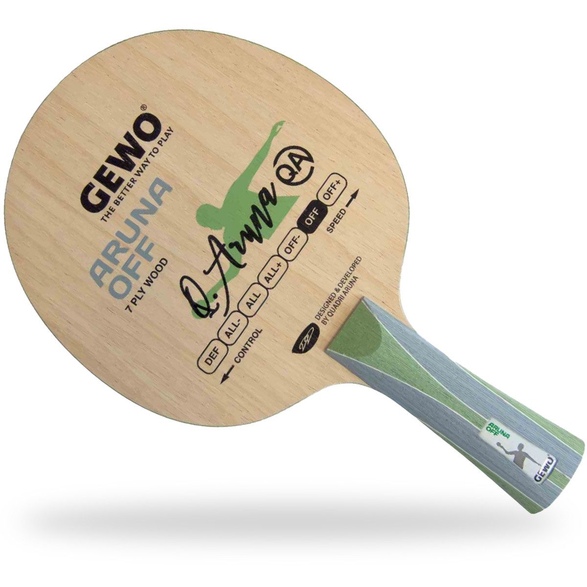 Gewo Tischtennisschläger Holz Aruna OFF, Tischtennisholz