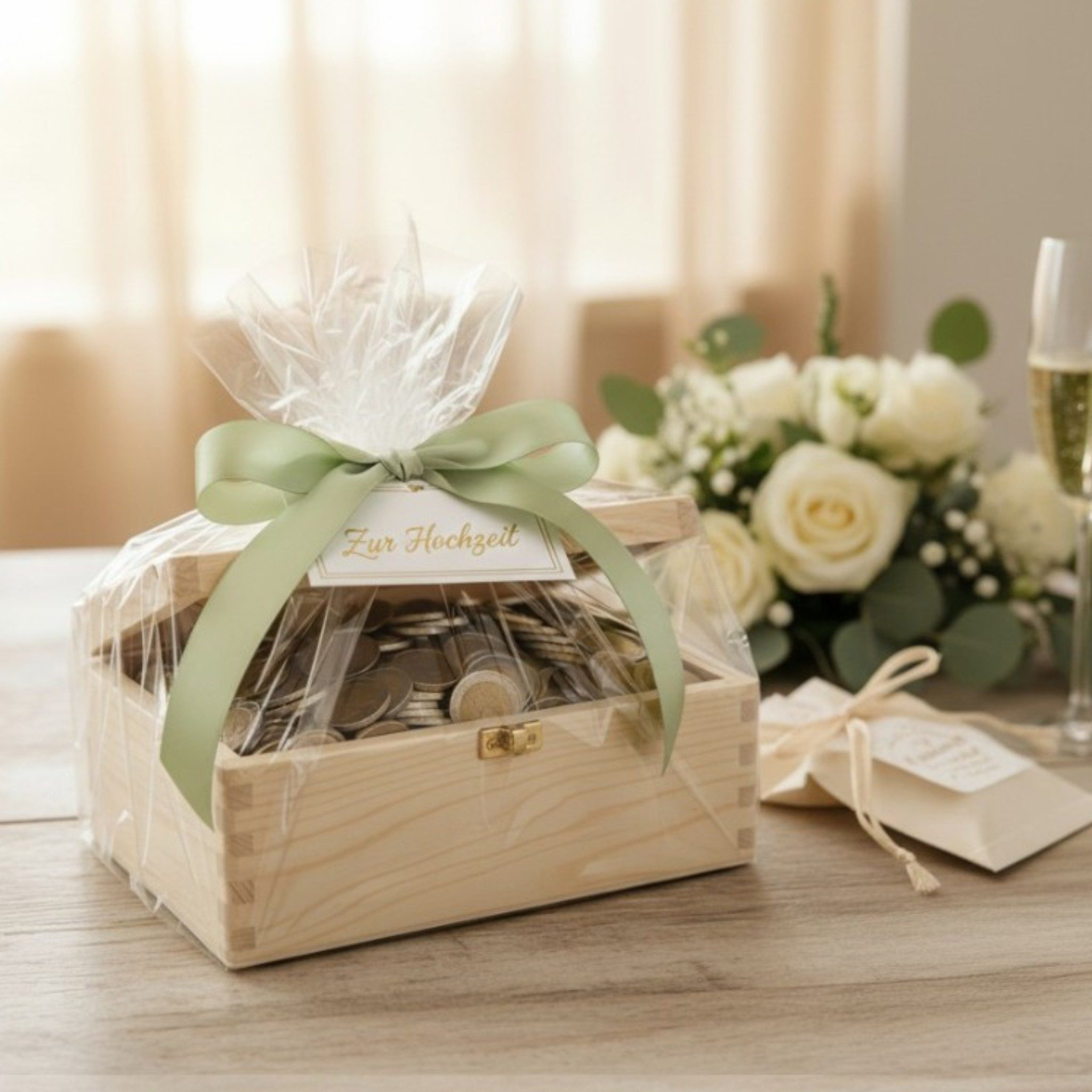 Meinposten Holzkiste mit Deckel Dekokiste Hochzeit Kindergeburtstag Aufbewahrung (1 St)