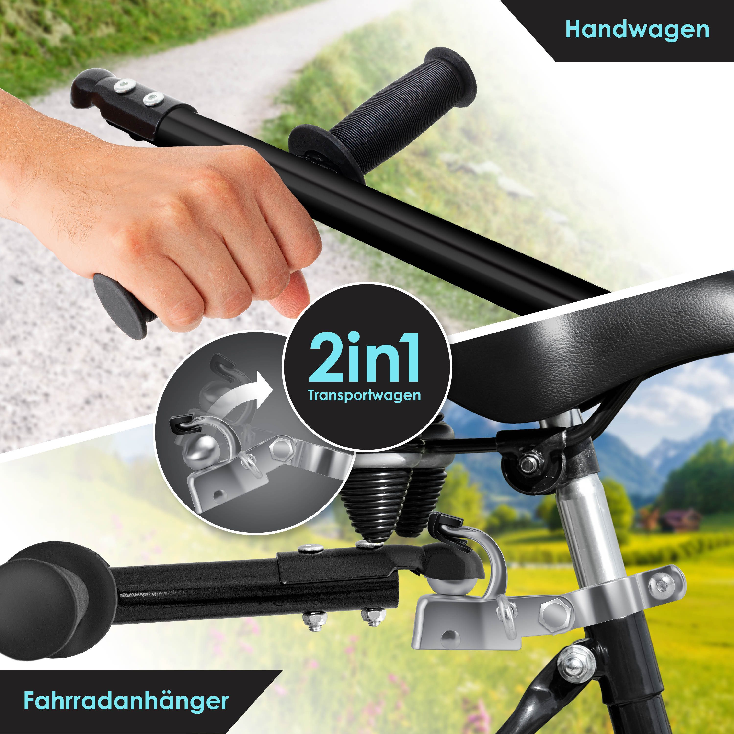 KESSER Fahrradlastenanhänger, Fahrradanhänger Lastenanhänger Handwagen mit Kupplung