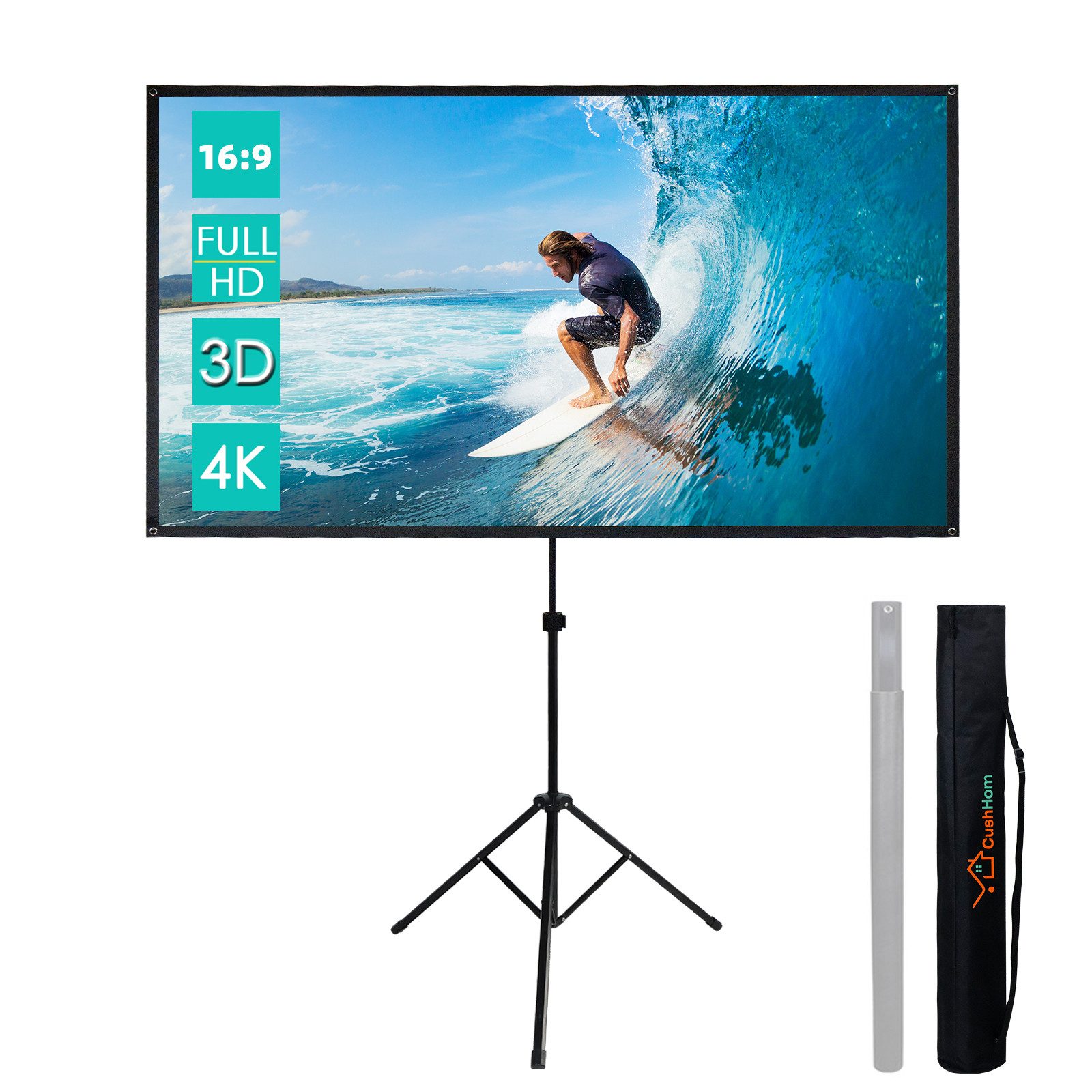 CCLIFE Faltrahmenleinwand Klappbar Beamer Leinwand mit Stativ Faltrahmenleinwand