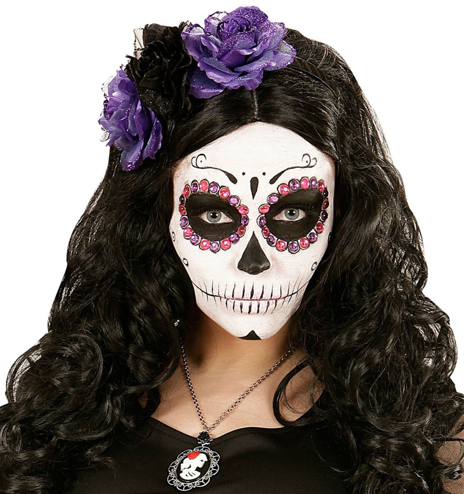 Widmann S.r.l. Strass-Tattoo Glitzer Schmucksteine 'Dias de los Muertos', Pink