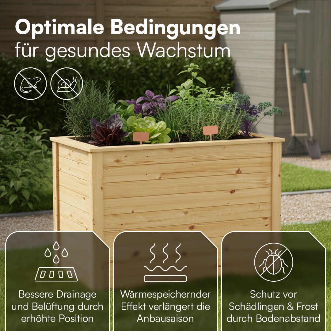 STEELSØN Hochbeet Theemin aus Lärchenholz (Natur, 100 cm breit), Gemüsebeet mit UV-Schutzlackierung, Pflanzenkasten wetterfest