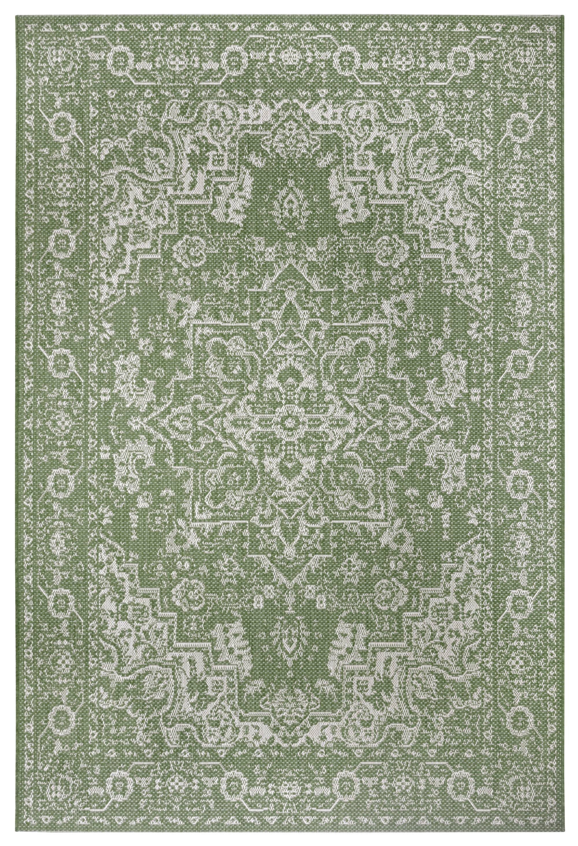 Outdoorteppich GEEL, GMD Living, rechteckig, Höhe: 3 mm, Flachgewebe-Teppich, 120 x 170 cm green cream