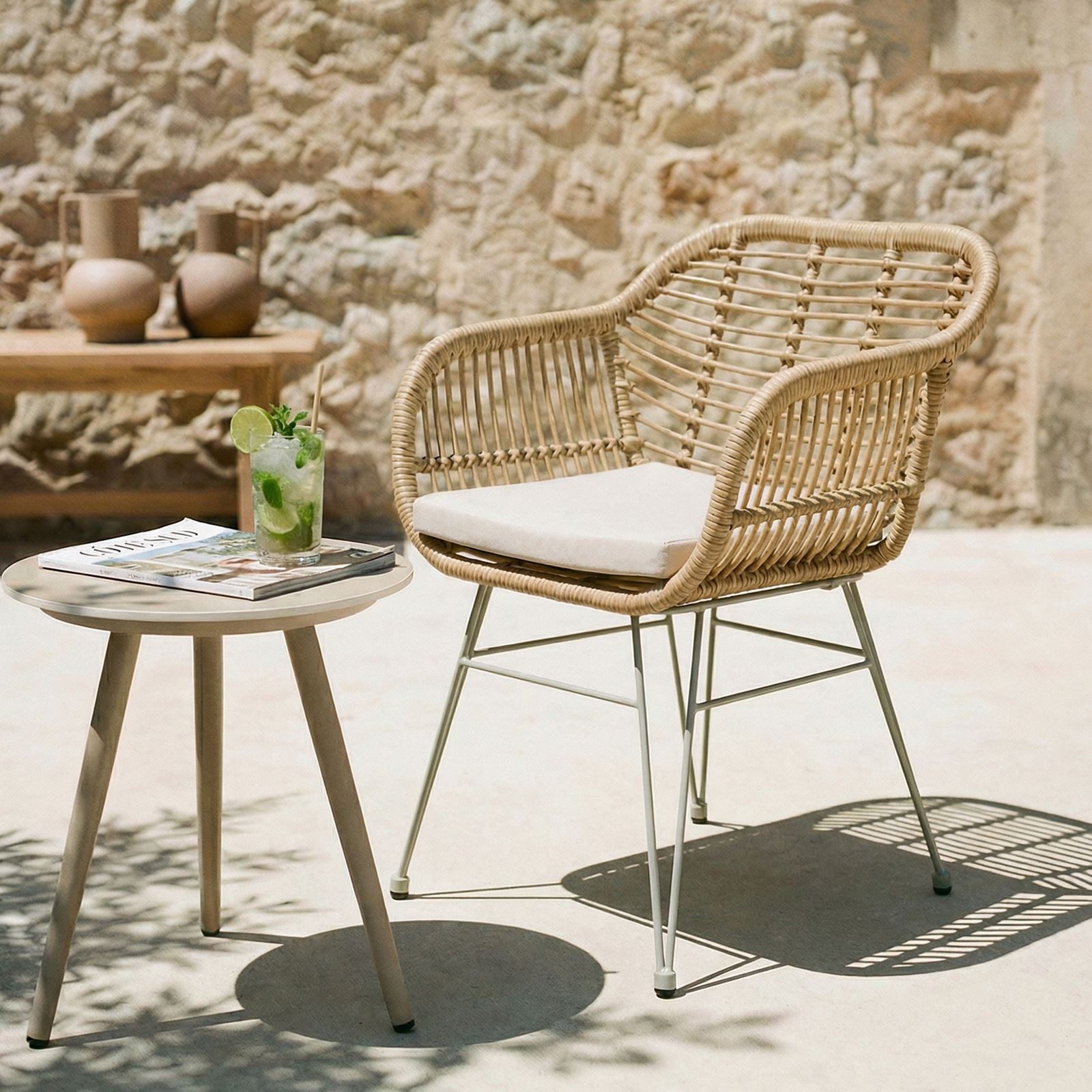 IDIMEX Gartenstuhl PARAMO, In & Outdoor Esszimmerstuhl mit Metallgestell in Rattan Optik