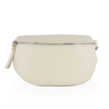 lePelou Bauchtasche TONI CREME MIT WECHSELGURT, Umhängetasche in 3 Größen und 2 Gurten, echt Leder, made in Italy