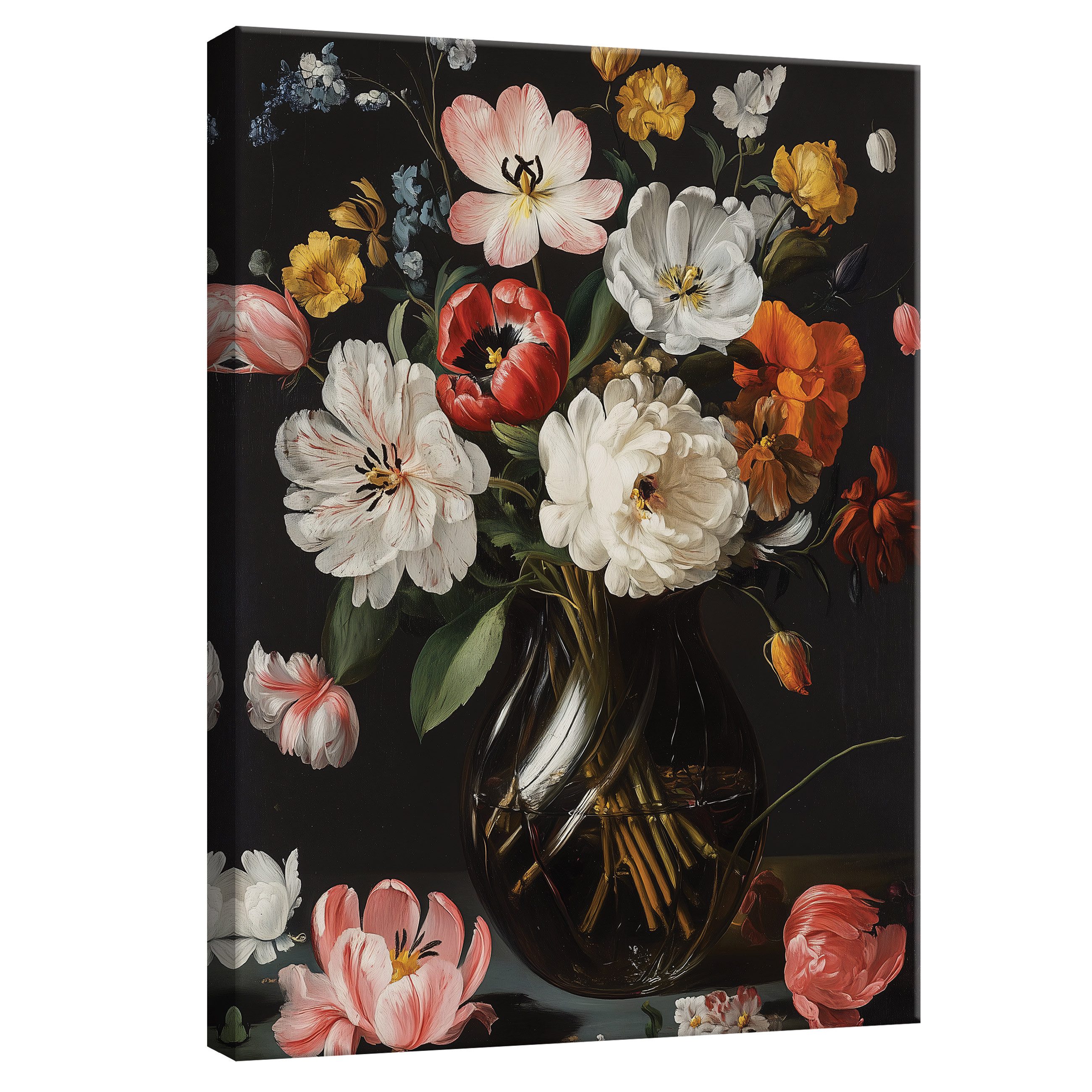 Leinwandbild Blumen Vase Kunst Blumenstrauß Wandbilder XXL Wand Deko Bilder Modern