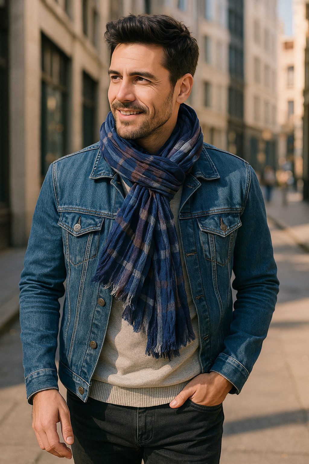 Ella Jonte Modeschal, weicher Herrenschal Casual-Style im Streifen-Design, 100% Viskose