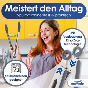 Camolo Grillzange Salatzange mit Antihaft-Enden Silikon 23 cm, Silikonspitzen