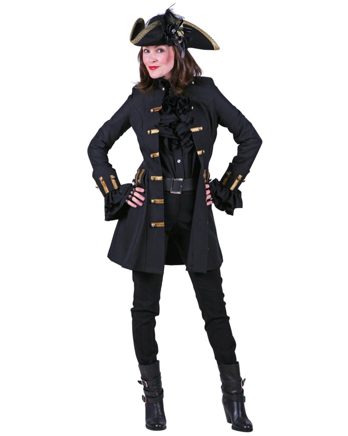 thetru Kostüm Piratin Jacke 'Jane Alday' Kostüm für Damen, Schw