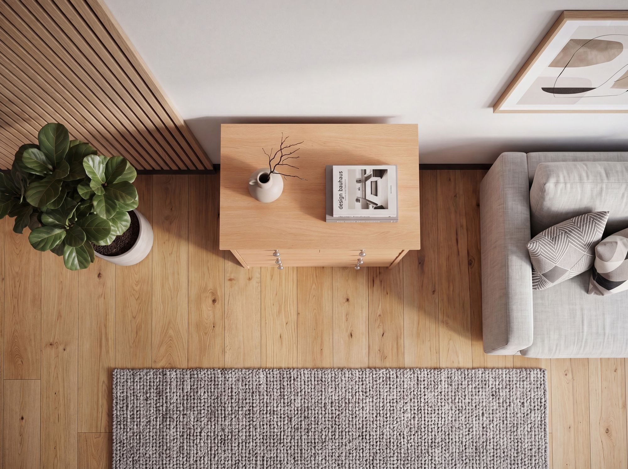 FineBuy Design Holz-Kommode 60 x 70 x 35 cm mit 5 Schubladen, Mehrzweckanrichte flach für Flur, Modernes Sideboard zeitlose Anrichte – Bild 4 von 5