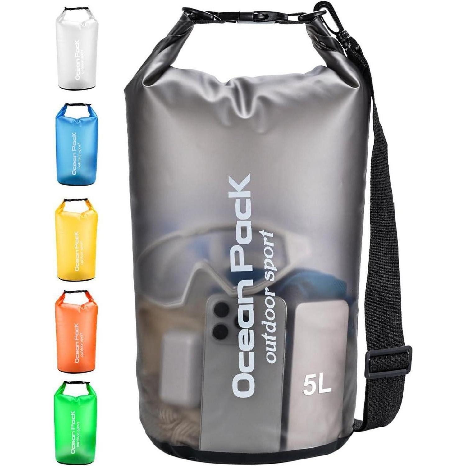 LuxusKollektion Drybag Packsack Drybag Wasserdicht 20L 10L Schultergurt Strand 5L Schwarz