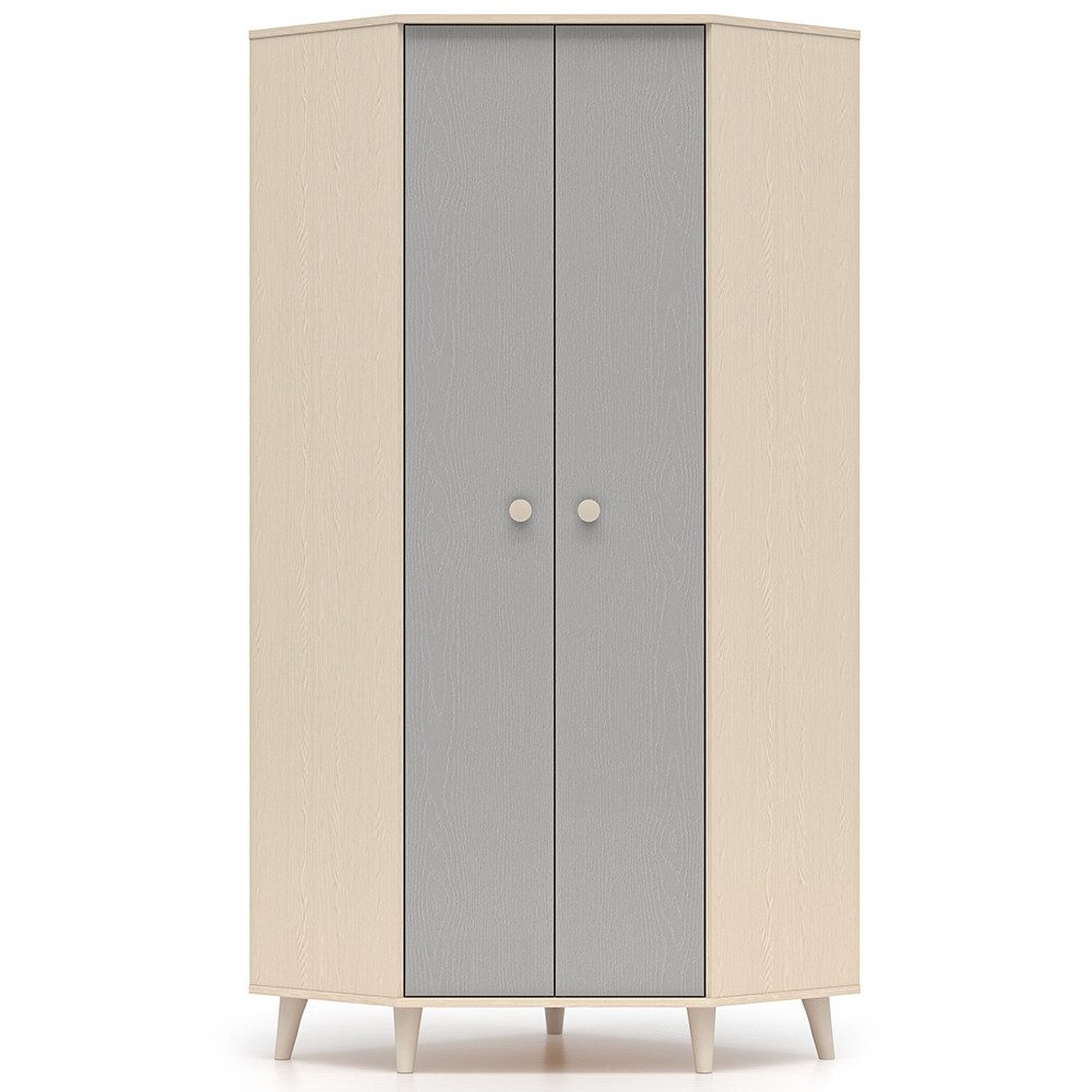 Lomadox Eckschrank MODICA-131 in sandbeige mit grau, fühlbare Struktur, Softlcose, 2-türig