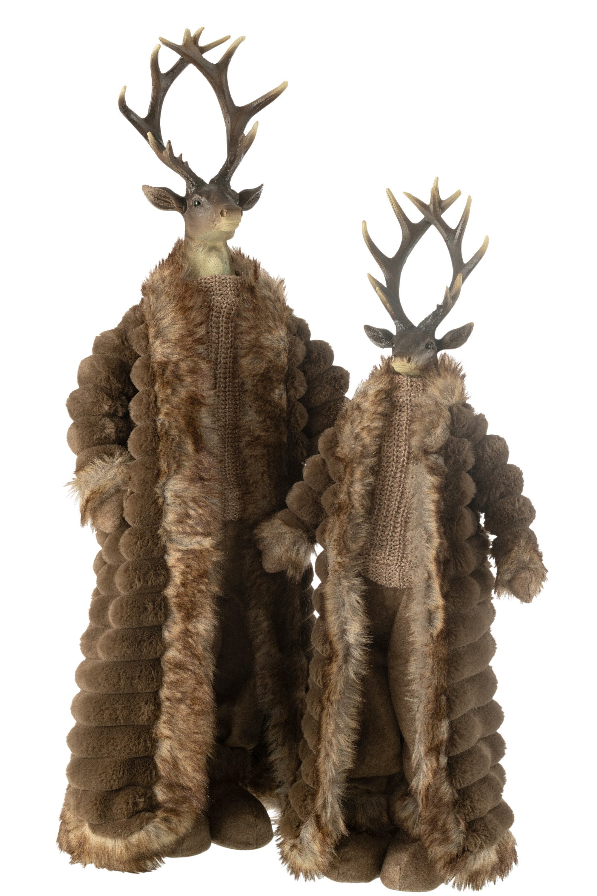 MF Skulptur Dekofigur Hirsch stehend mit Mantel – Braun, 76 cm oder 92cm (1 St)