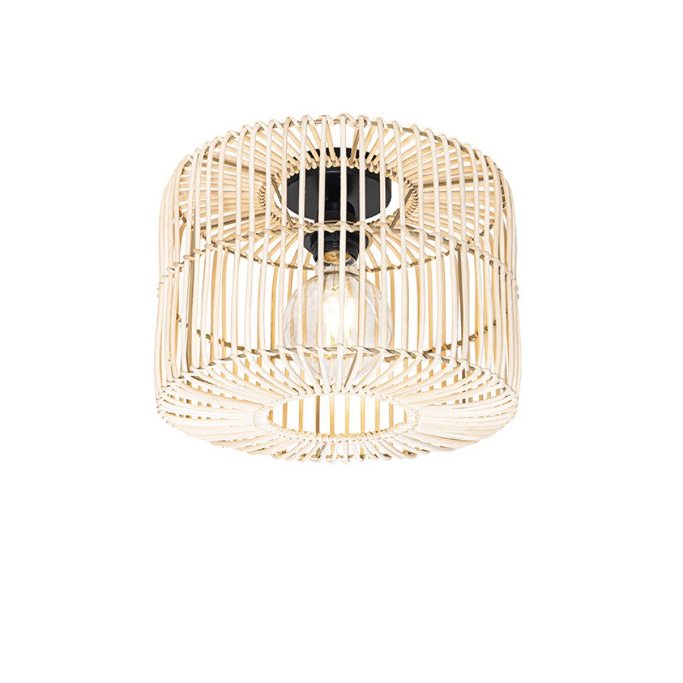 Qazqa Deckenleuchte Maud, ohne Leuchtmittel, E27, Naturel, Orientalisch, Rattan, 1-flammig