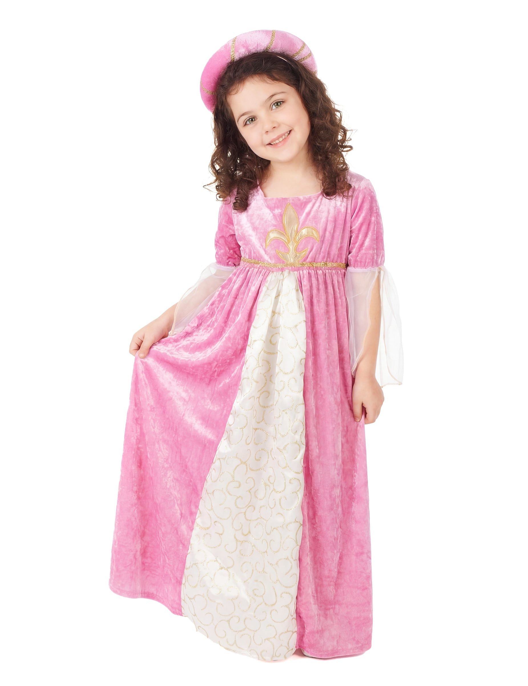 JADEO Kostüm Mittelalterliches Prinzessin Kinderkostüm pink-weiss-gold