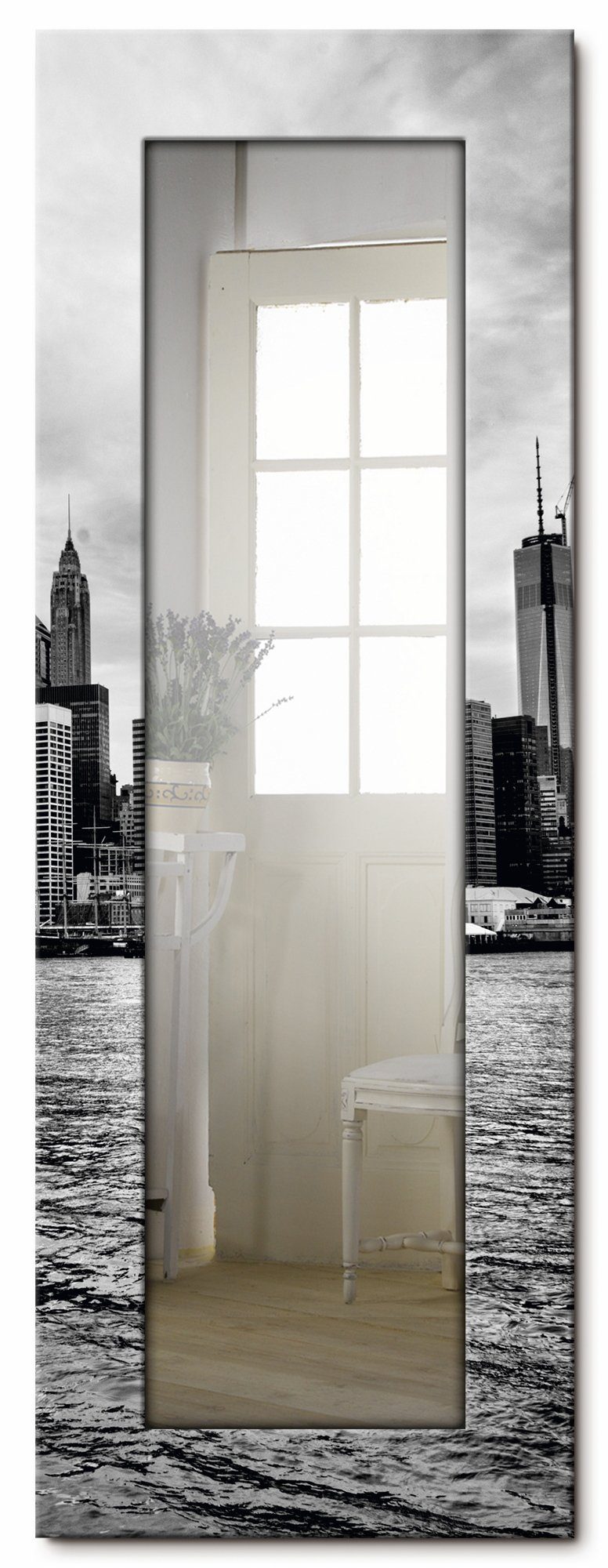 Artland Dekospiegel Lower Manhattan Skyline, Motivrahmen, Wandspiegel, gerahmter Ganzkörperspiegel, Landhaus mit