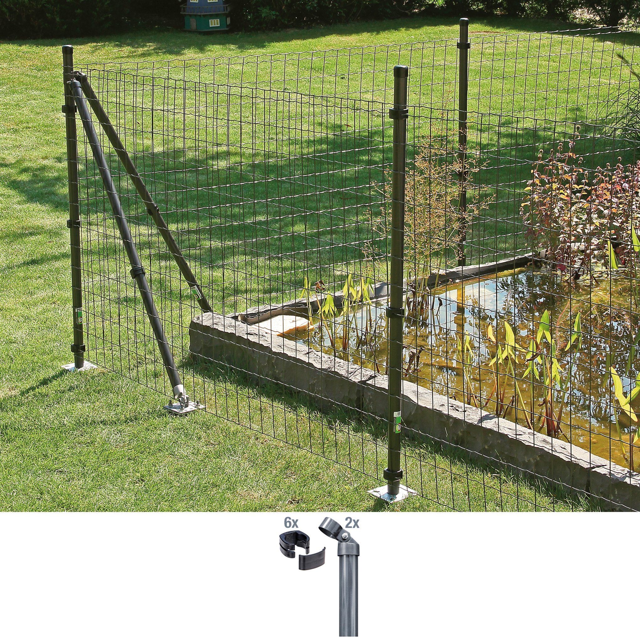 Alberts Eckpfosten Fix-Clip Pro®, (Set), für Maschendrahthöhe 153 cm, zum Einbetonieren