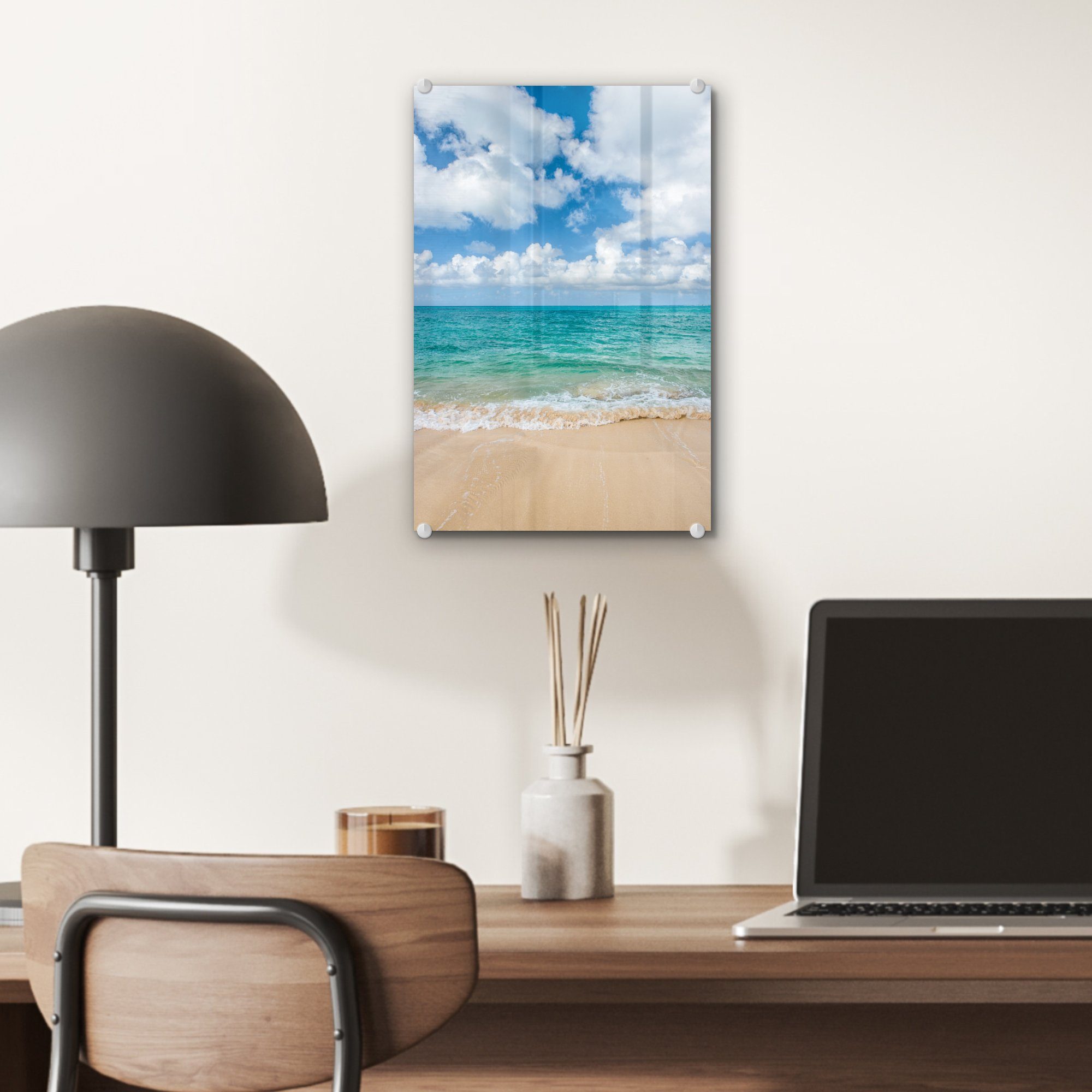 - auf Meer Glas - Reisen, St), Wanddekoration - - (1 Acrylglasbild Glas Strand Bilder Glasbilder - - MuchoWow Wandbild auf Sommer Foto